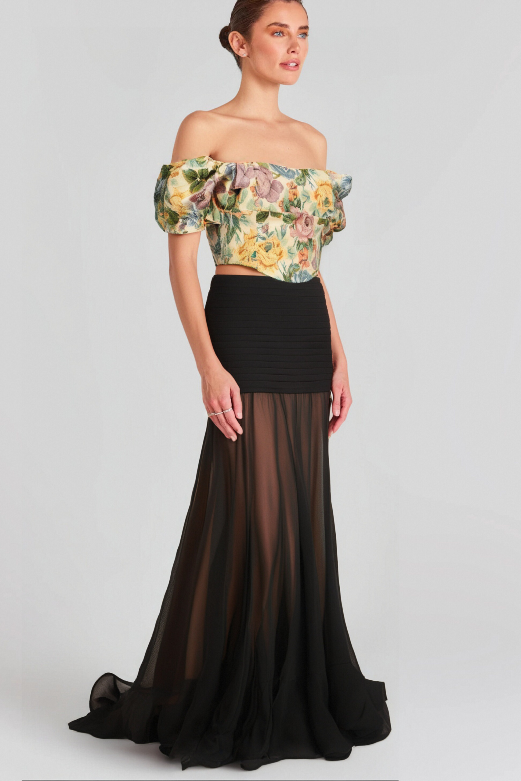 CONSTANCE FLORAL JACQUARD CROPPED TOP