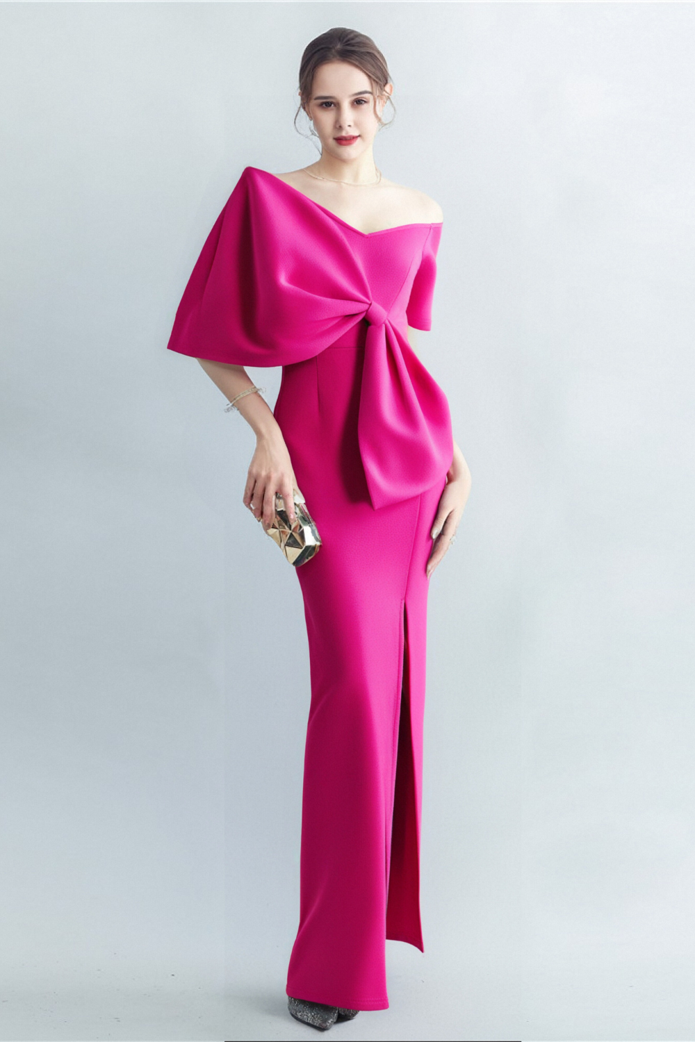 PINK BOW-KNOT MIDI DRESS, COCKTAIL PARTY