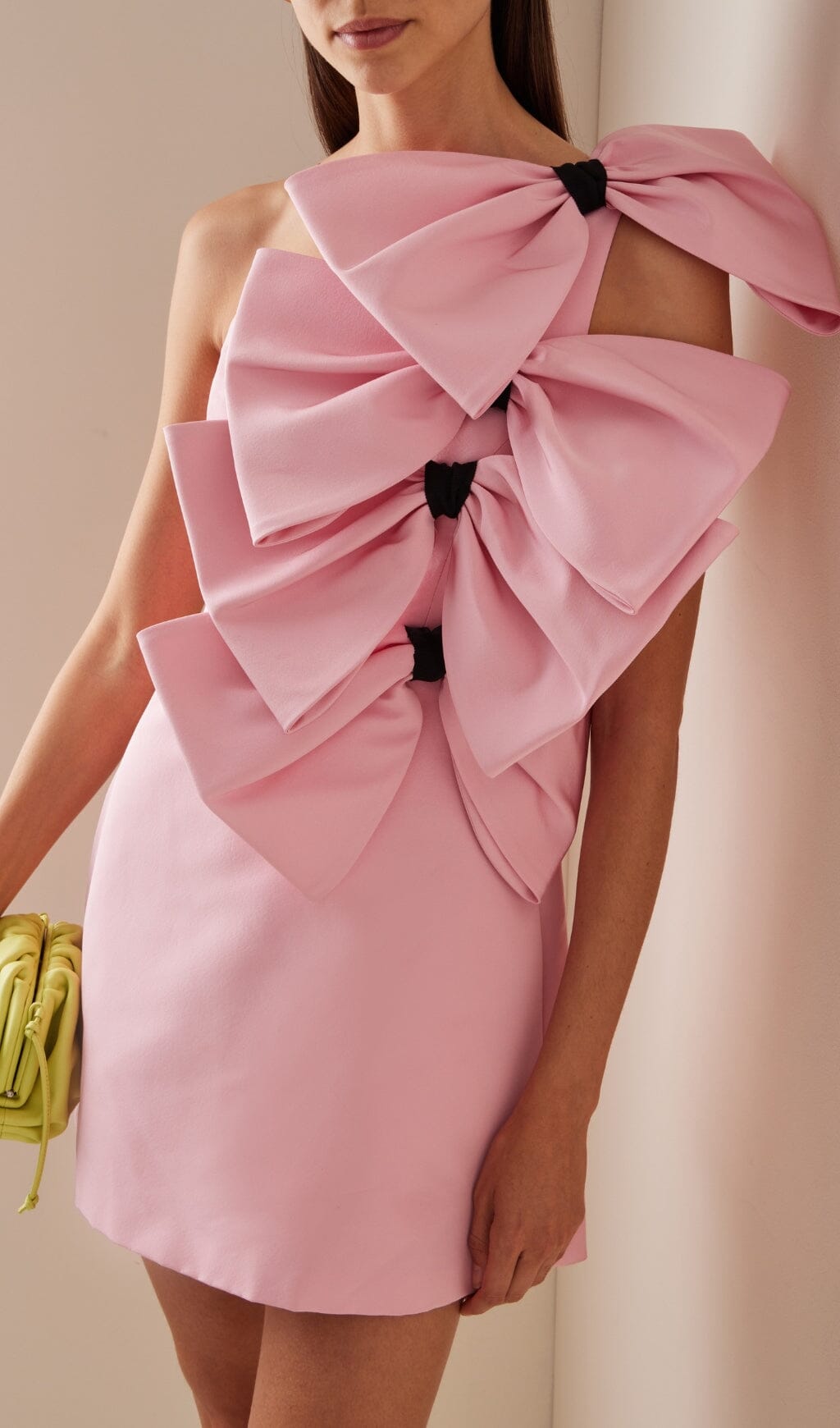 BOW DETAIL SILK MINI DRESS PINK PARTY