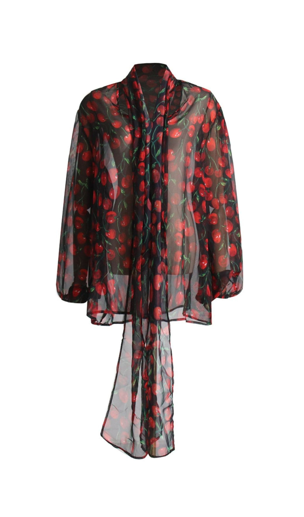 CHERRY PRINTED SHEER BLOUSE FOR PARTY