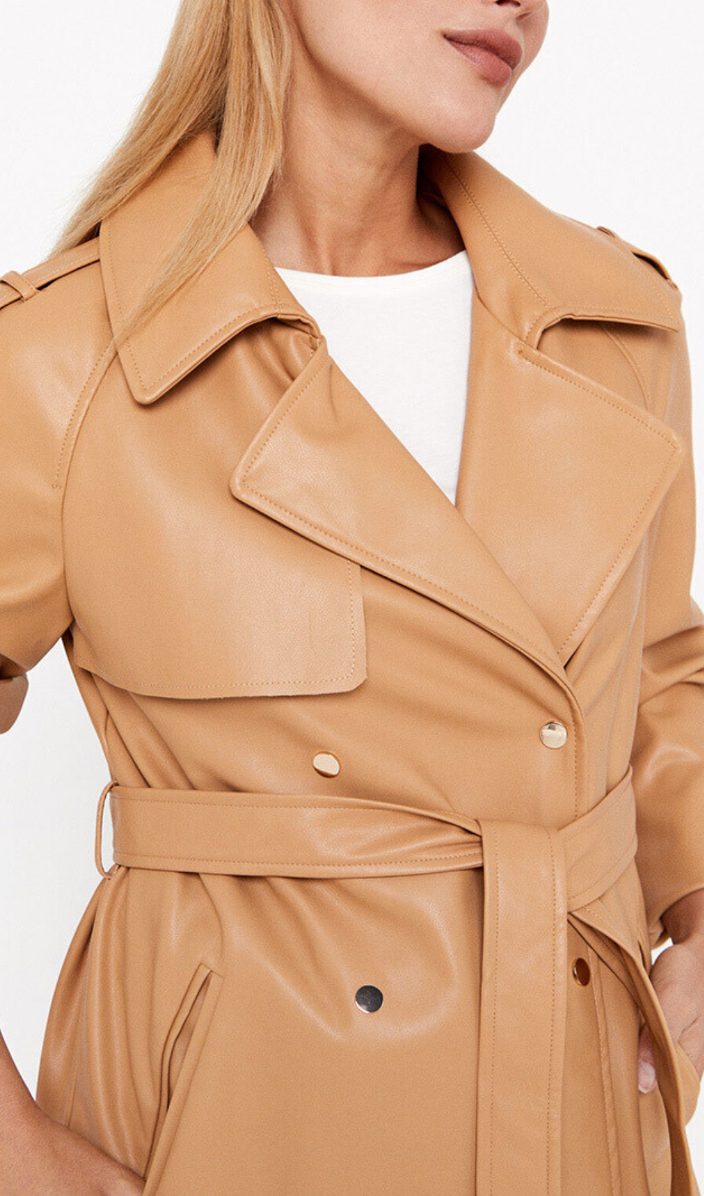 2_ea985a10-36a0-4923-9428-a2a6e0c5cc4c FAUX LEATHER DOUBLE-BREASTED COAT, BROWN YELLOW, AUTUMN
