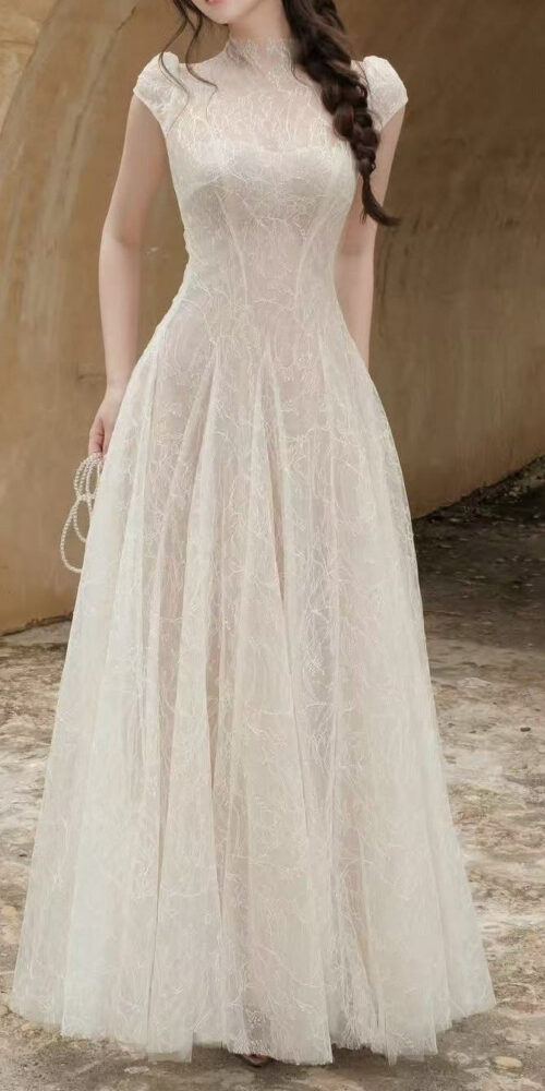 lace sequin A line midi dress