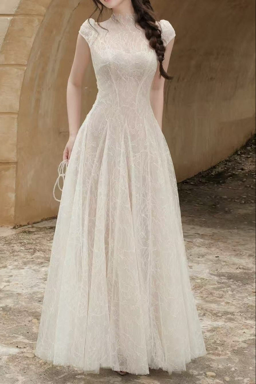 LACE SEQUIN A-LINE MIDI DRESS FOR PARTY