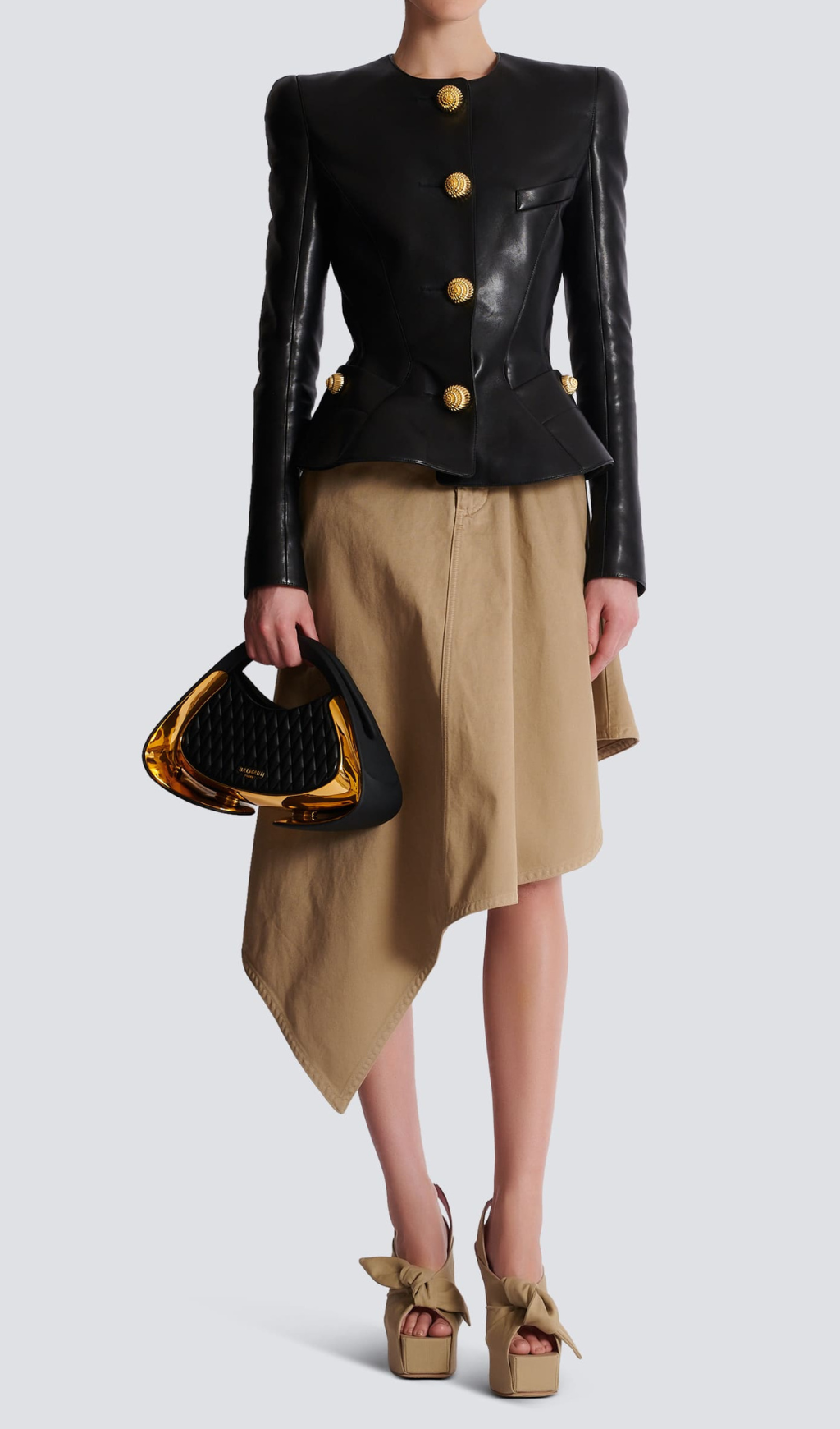 LAMBSKIN LEATHER PEPLUM BLAZER FOR WEDDING