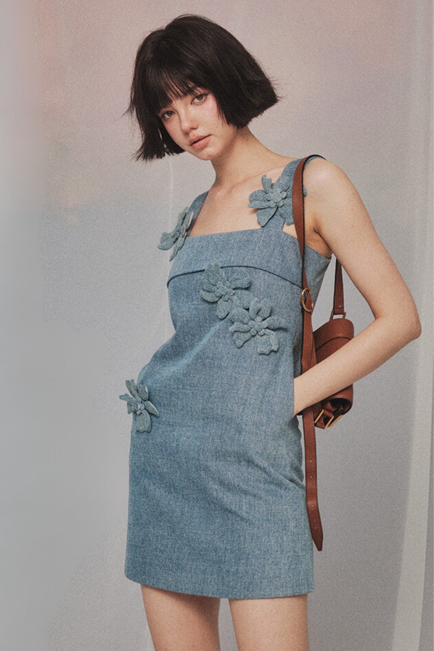 FLORAL BLUE MINI DRESS FOR PARTY
