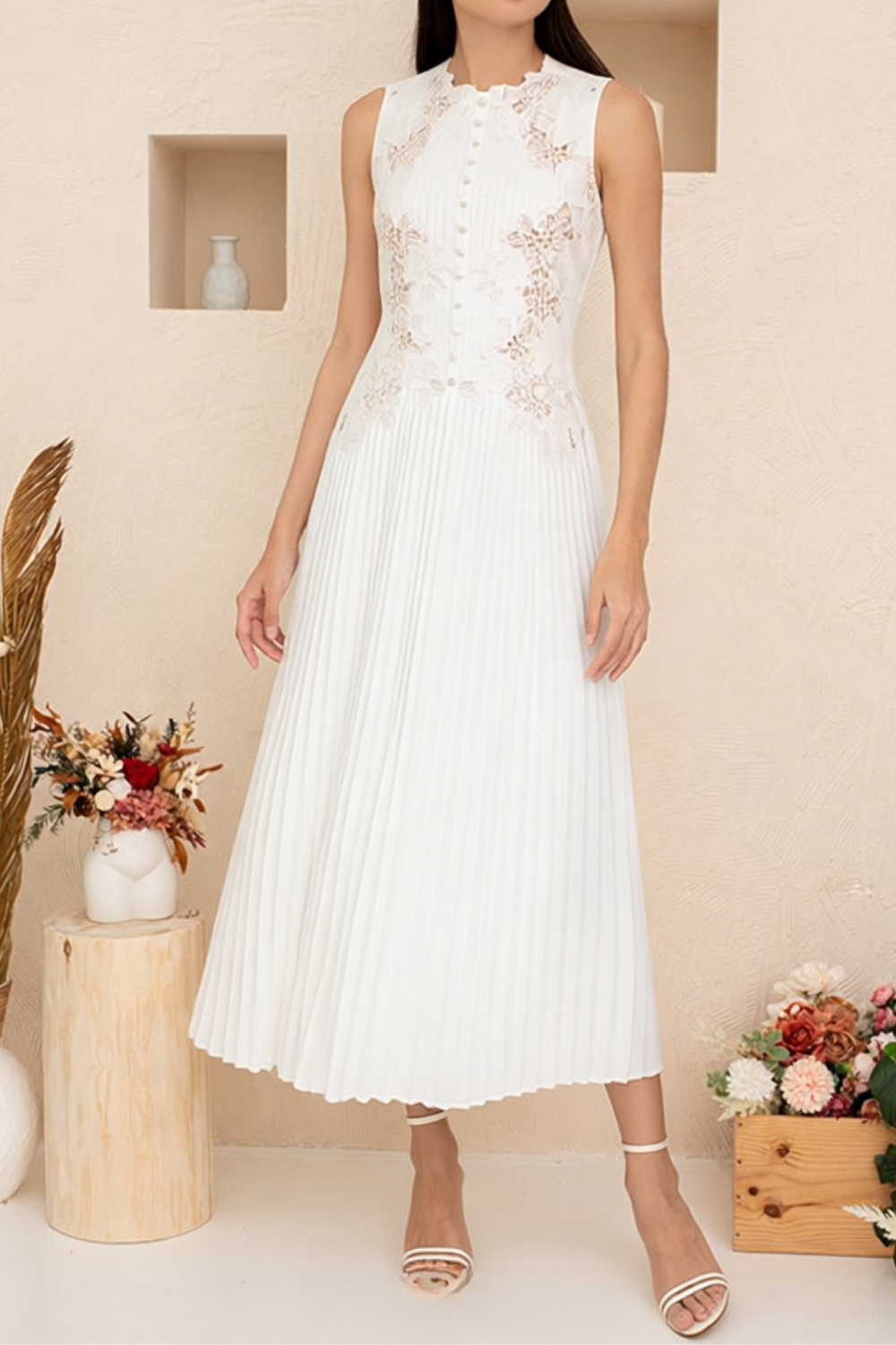 NANCY LACE MIDI DRESS FOR WEDDING GUEST