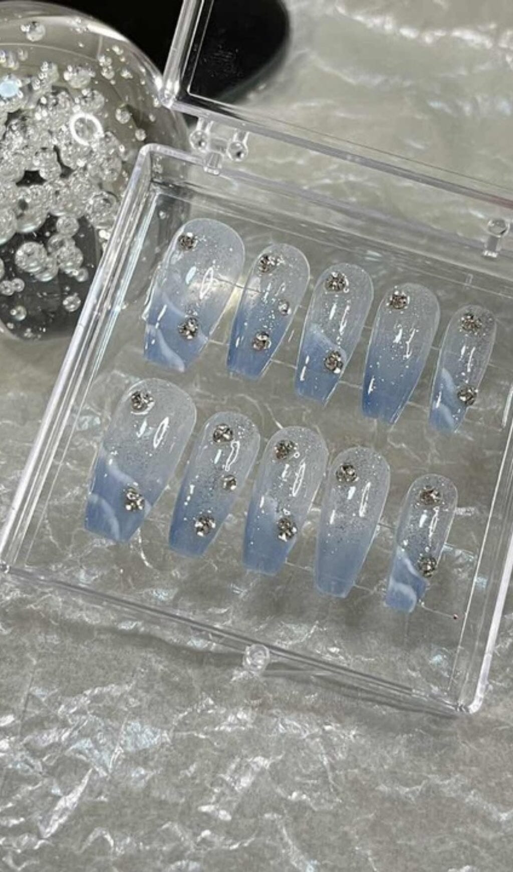 GLITTER DIAMANTE PRESS ON NAILS FOR WEDDING
