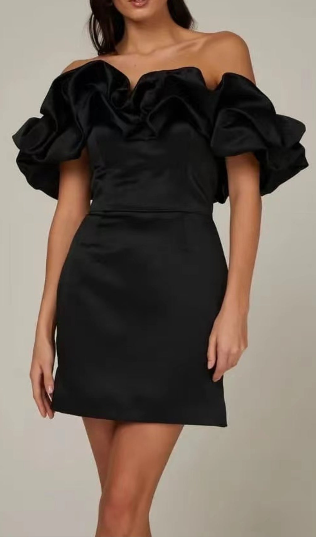 SATIN STRAPLESS RUFFLE DRESS FOR PARTY