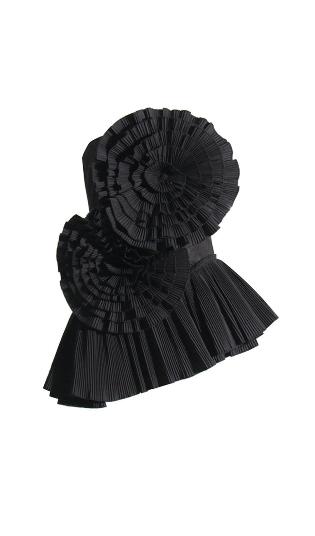 STRAPLESS BLACK FLOWER PLEATED TOP FOR PARTY