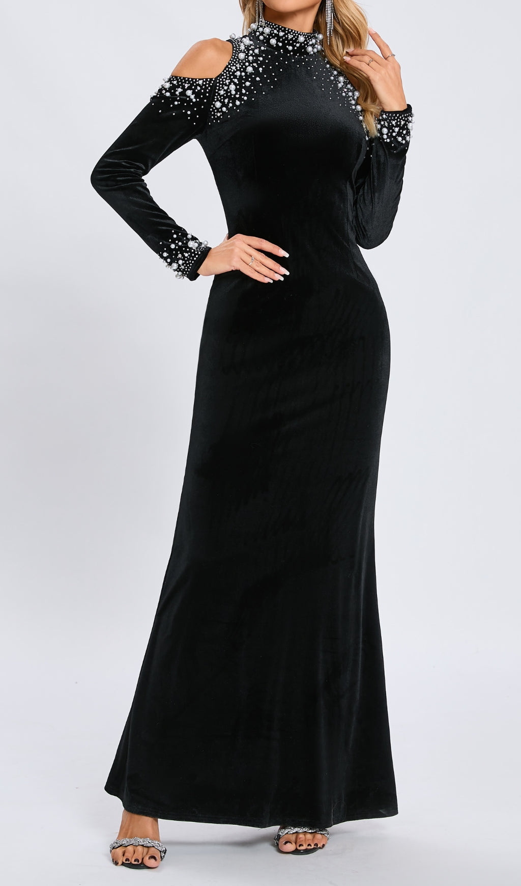 SEQUIN BLACK MAXI DRESS FOR FORMAL EVENTS