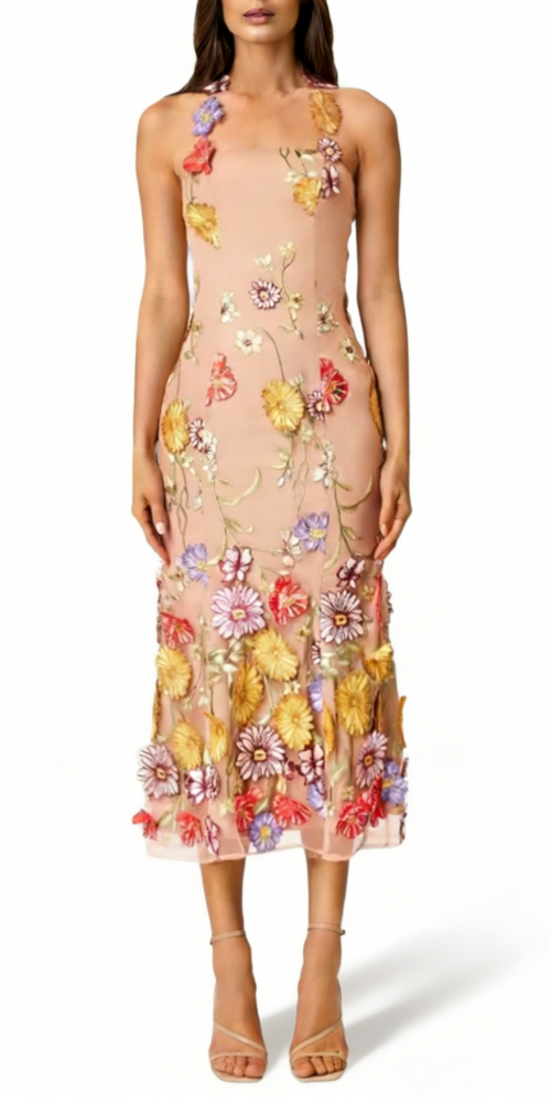 TESS FLOWERS SLING MIDI DRESS TESS FLOWERS SLING MIDI DRESS