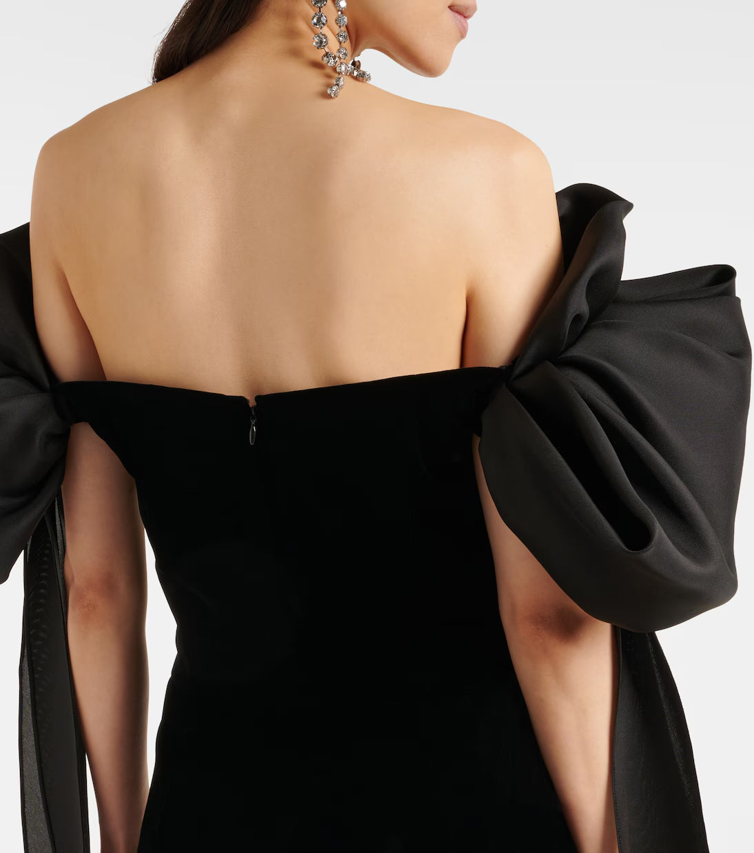 JULIE BOW OFF-SHOULDER MINI DRESS BLACK