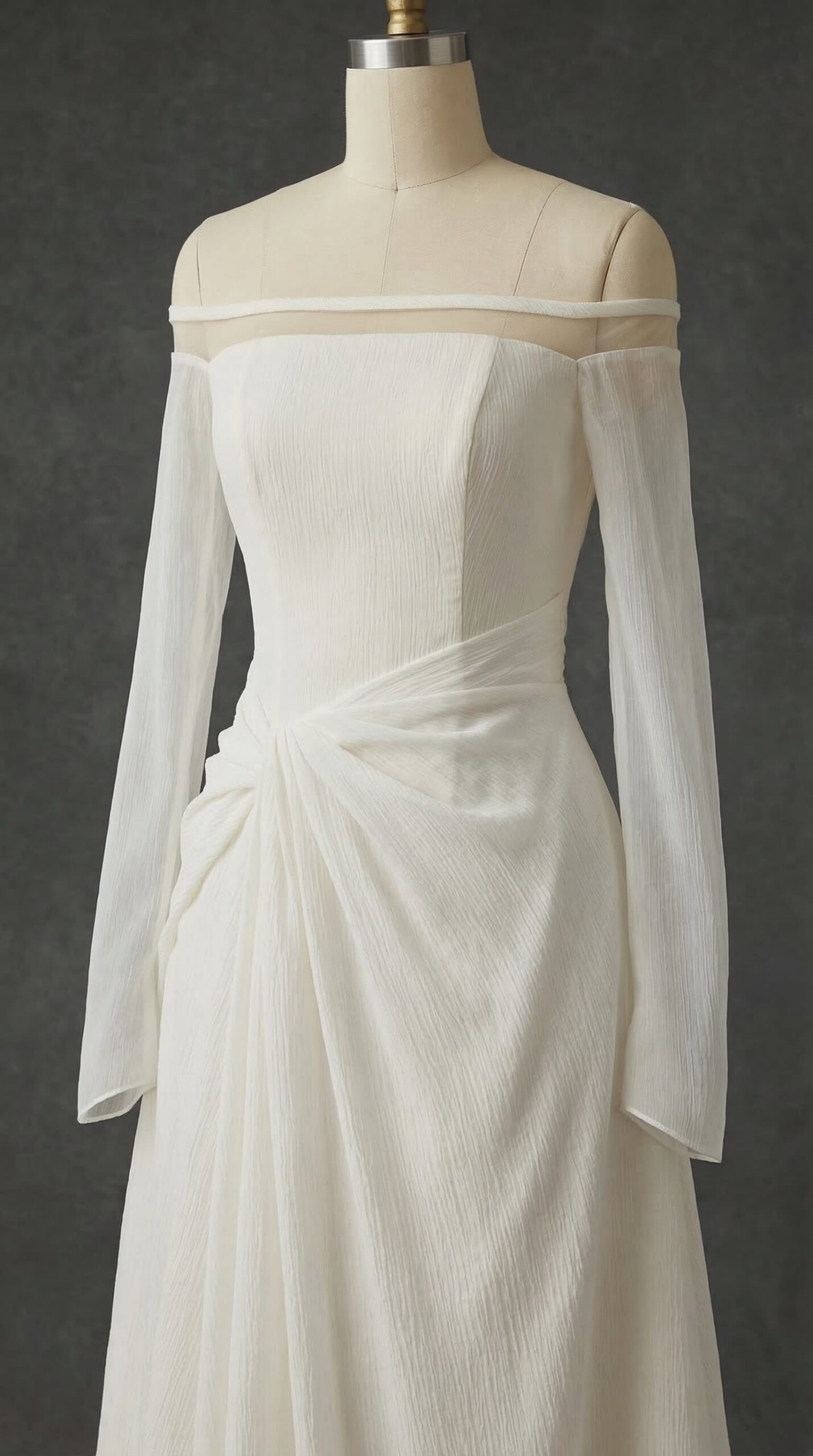 JUDITH OFF-SHOULDER A-LINE WHITE MIDI DRESS