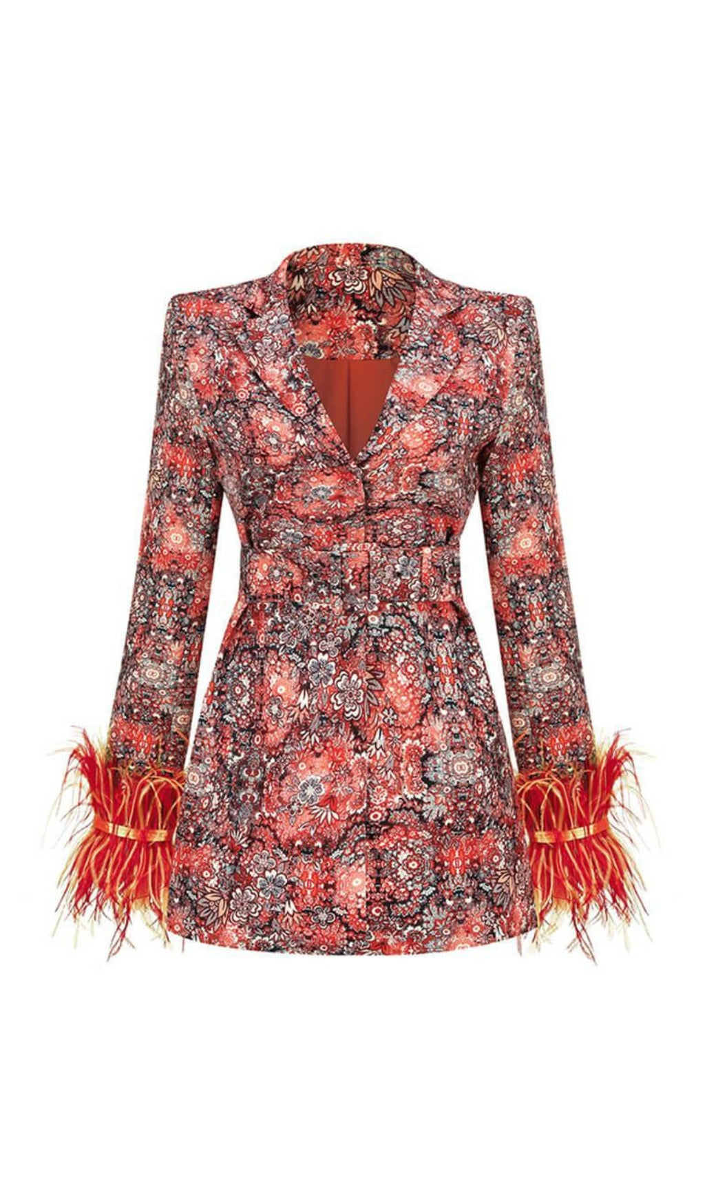 LONG SLEEVE FLORAL BLAZER DRESS FOR WEDDING GUEST