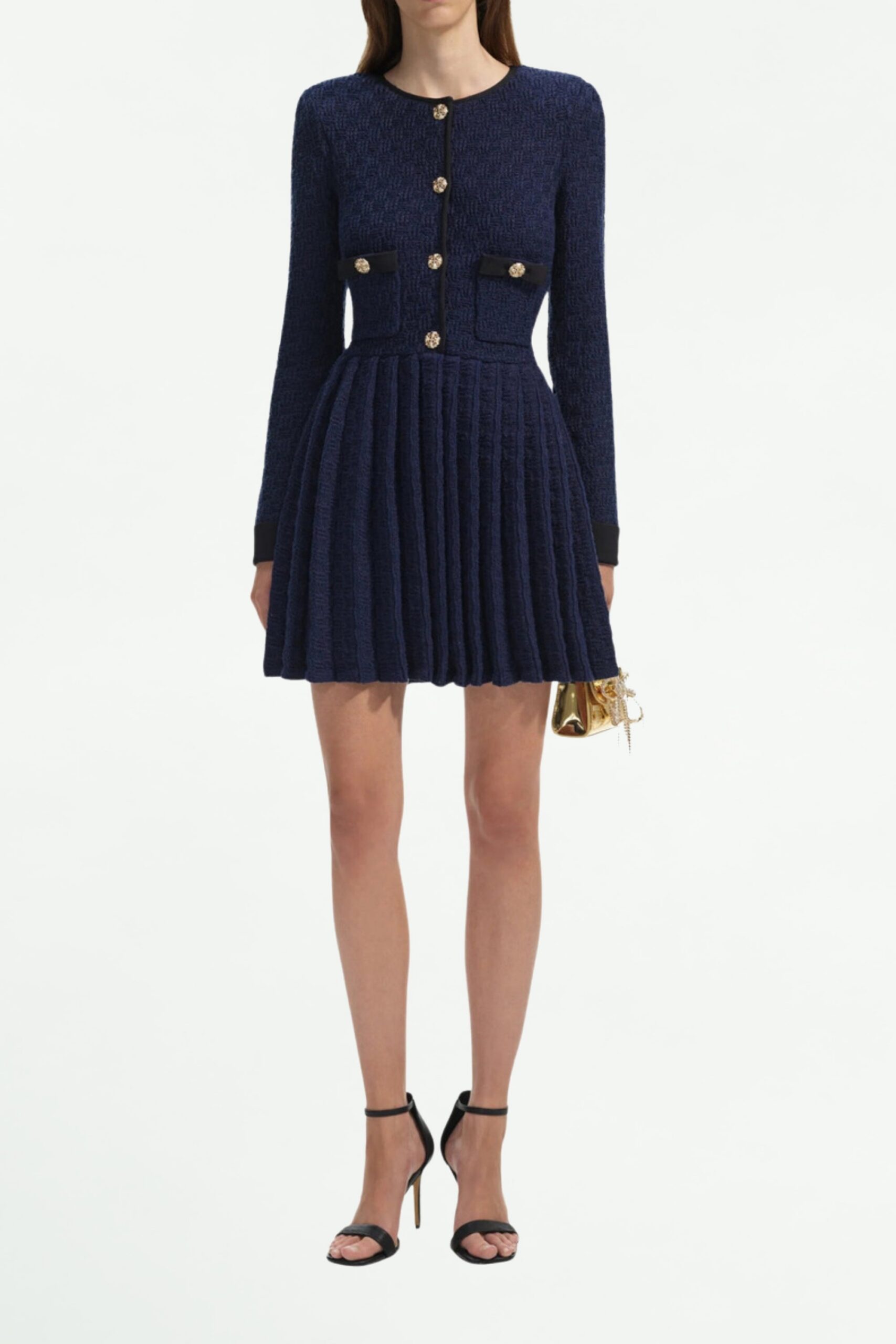NAVY KNIT MINI DRESS FOR COCKTAIL PARTY