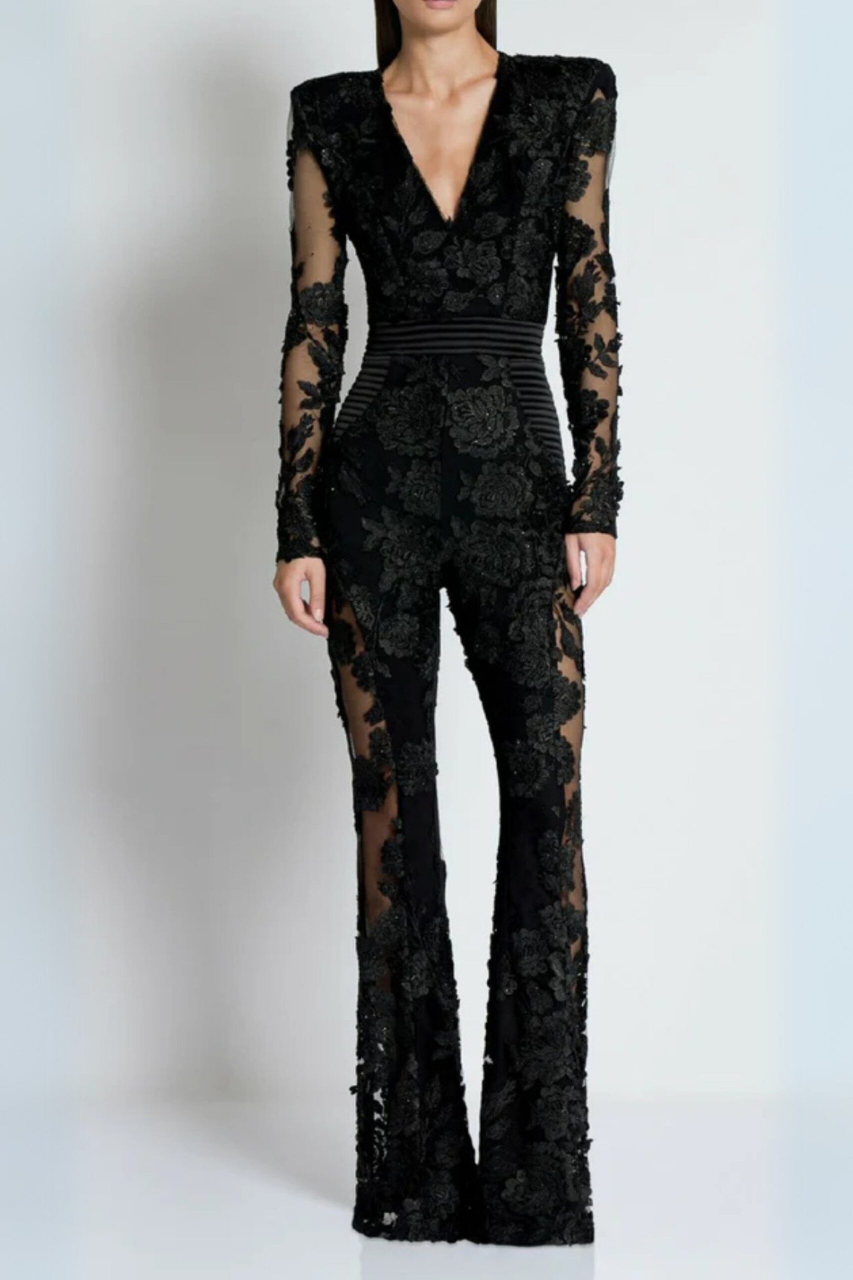 304_482a29e9-450e-450c-84e3-e90bf0b469a2 BLACK DIAMOND 3D FLOWER JUMPSUIT, ELEGANT PARTY