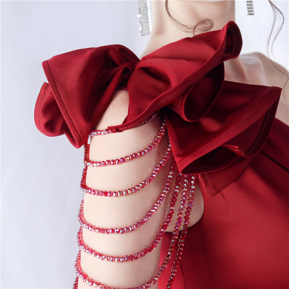 CRYSTAL BEADED A-LINE FORMAL DRESS
