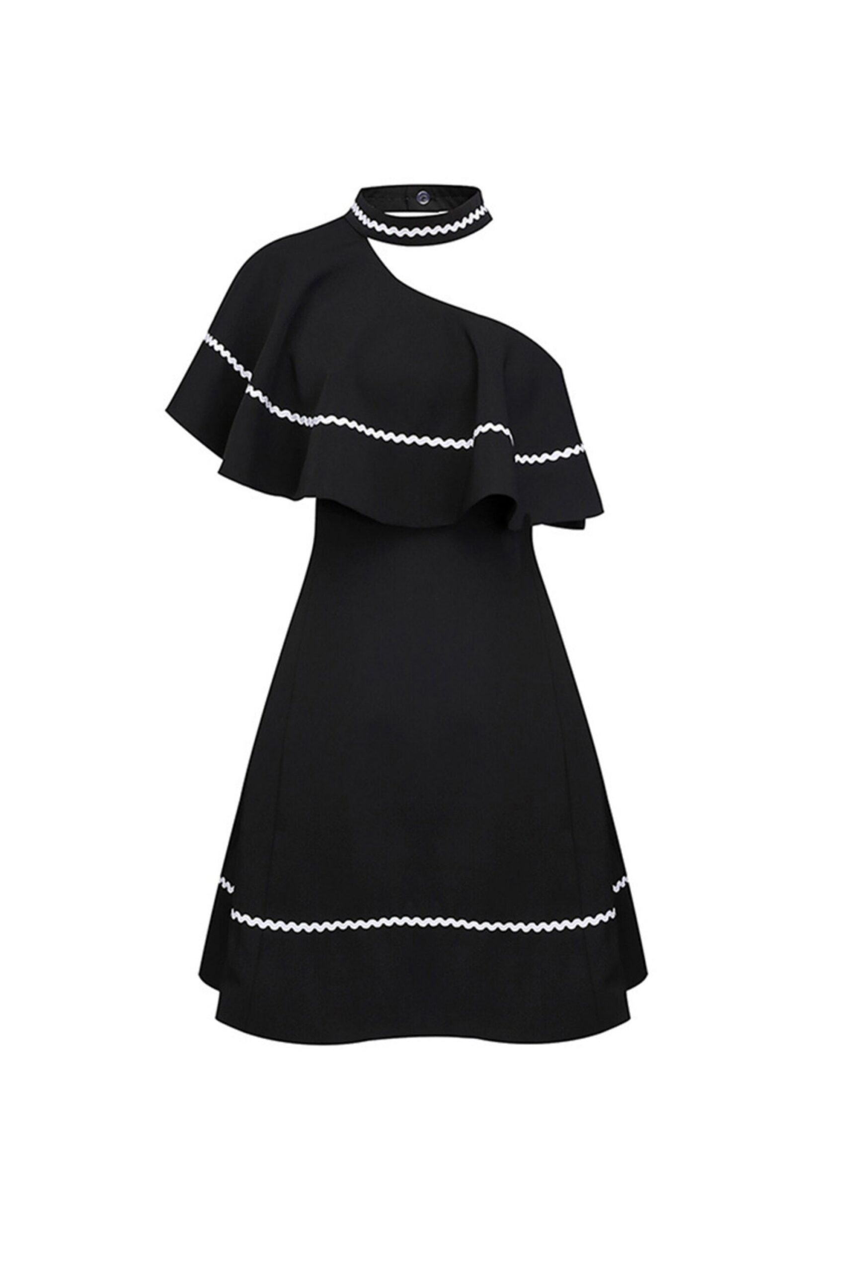 RUFFLE SLEEVE A-LINE MINI BLACK PARTY DRESS