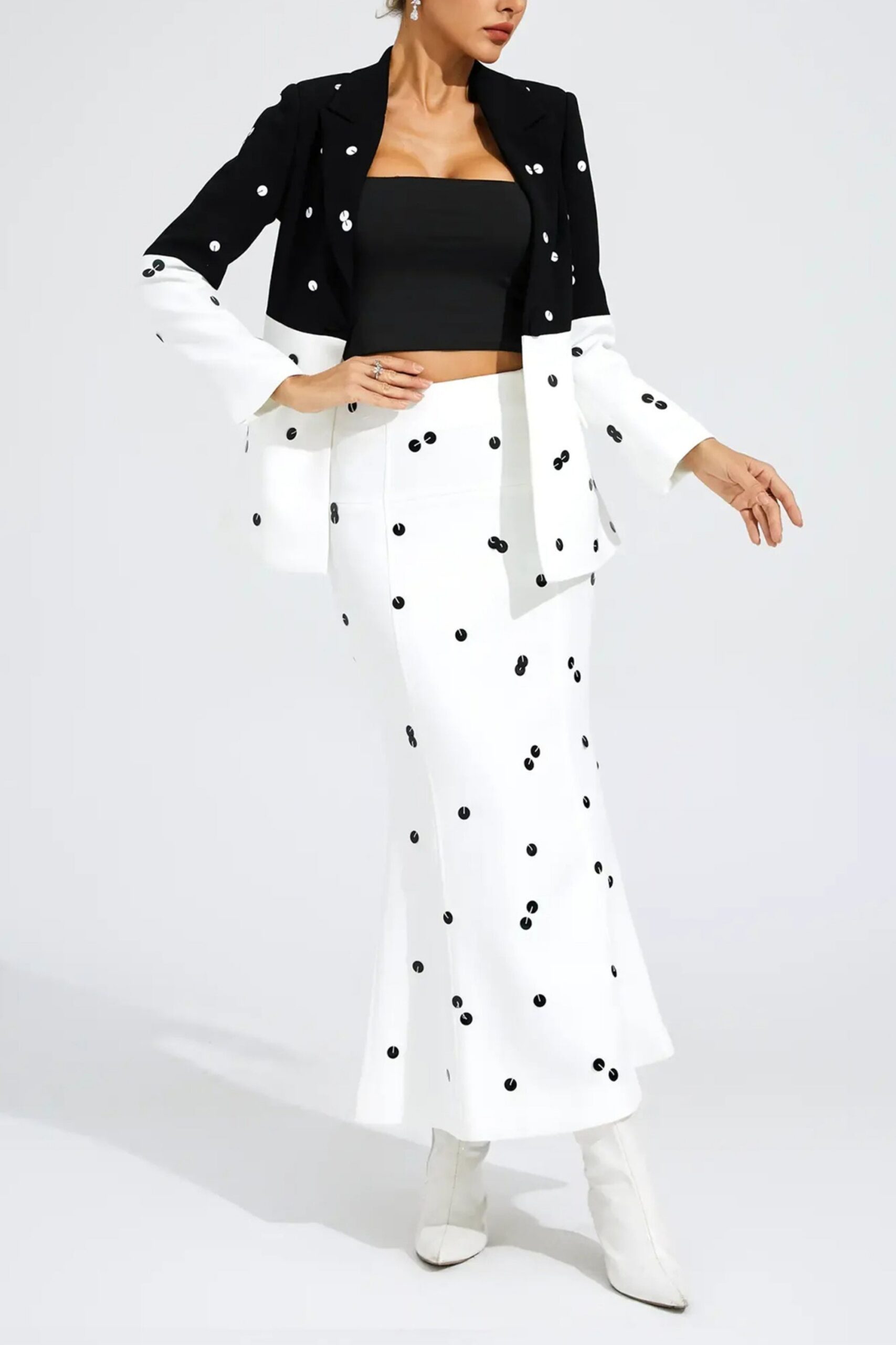 LONG SLEEVE SEQUIN MIDI SET FOR FORMAL EVENTS