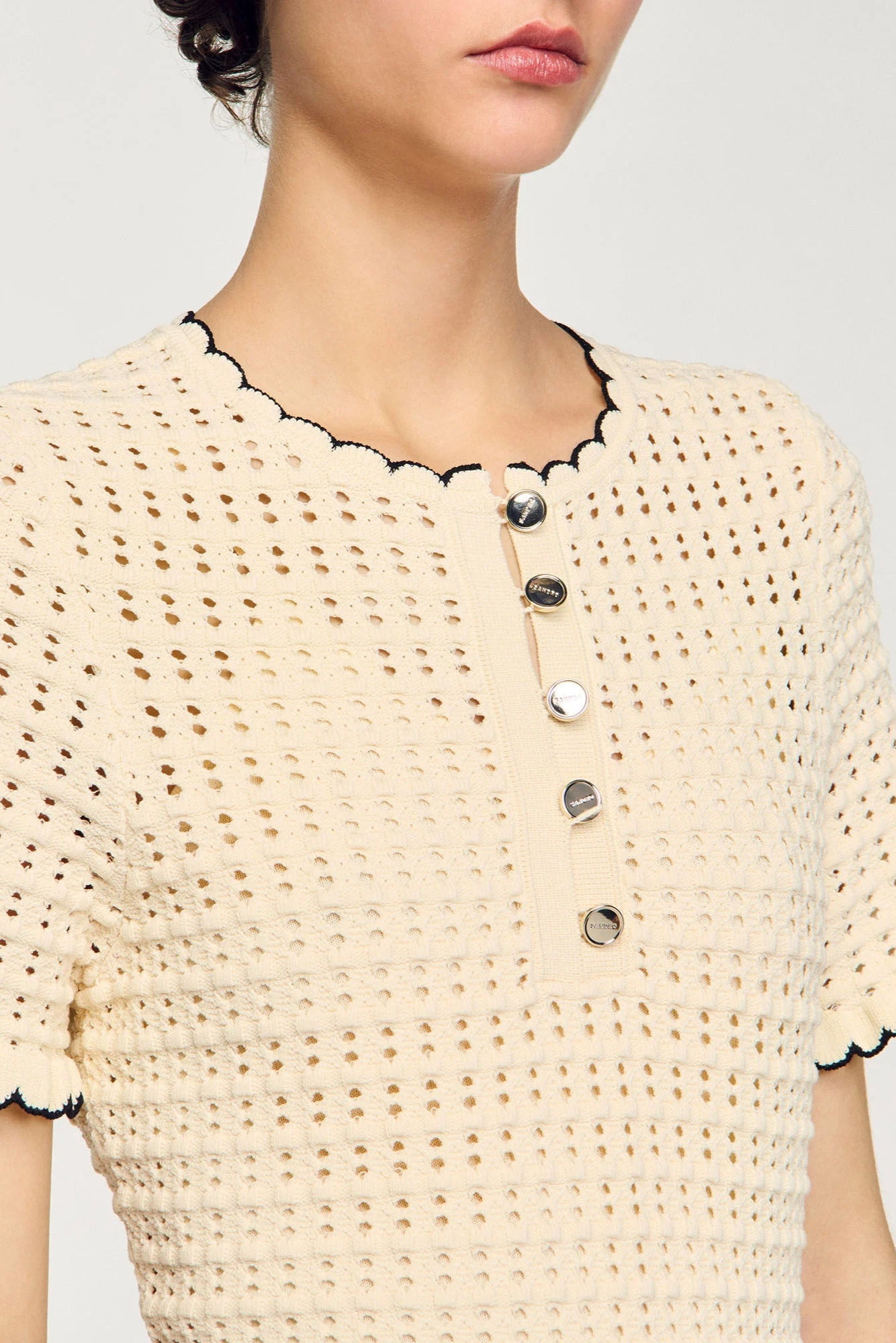 SIMONA HOLLOW KNIT MINI DRESS, APRICOT