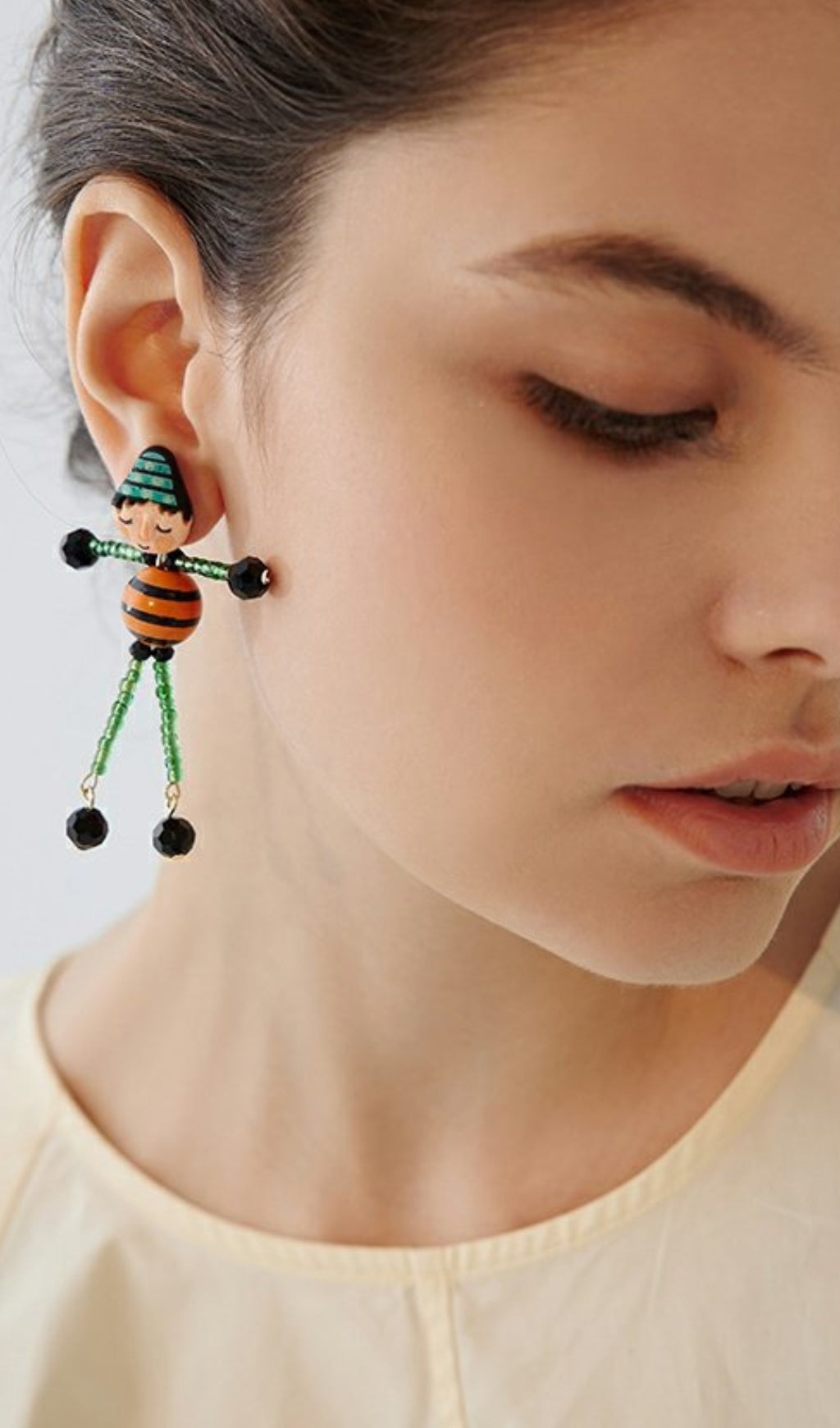 GREEN DOLL BEADED EARRINGS FOR PARTIES