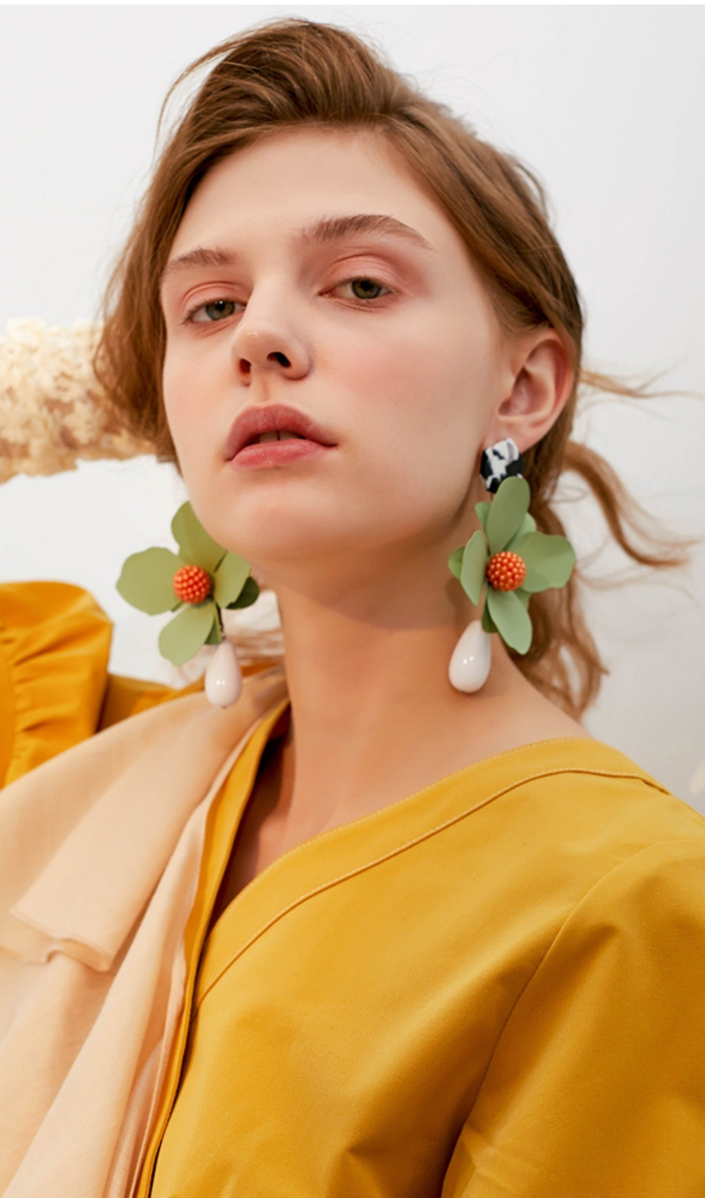 GREEN FLORAL HOOP EARRINGS FOR WEDDING PARTY