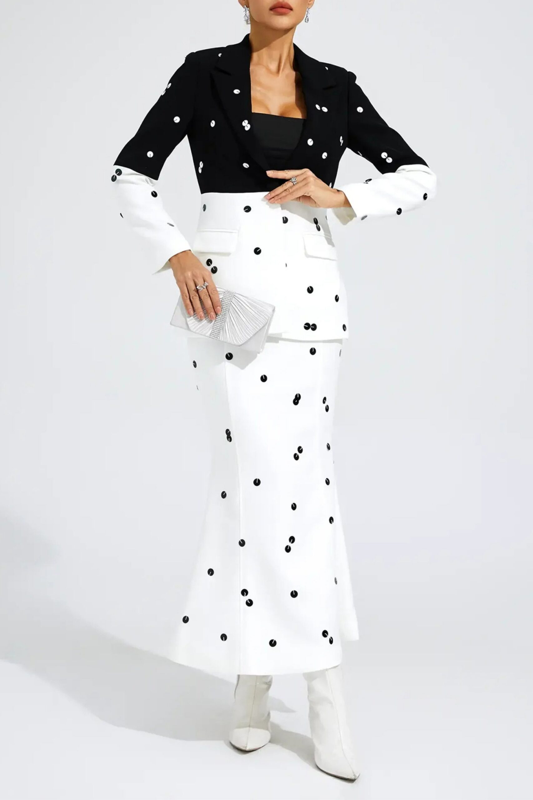 LONG SLEEVE SEQUIN MIDI SET FOR FORMAL EVENTS