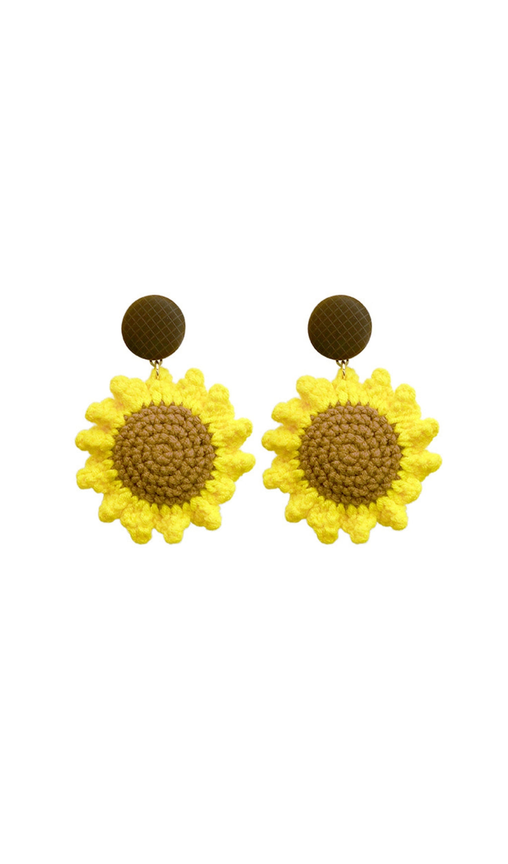 31_ab15164b-80dd-4e67-9733-6ab80ce03865 YELLOW BRAIDED FLOWER WOOL EARRINGS