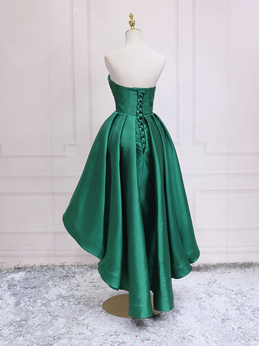 GREEN HIGH LOW PROM DRESS