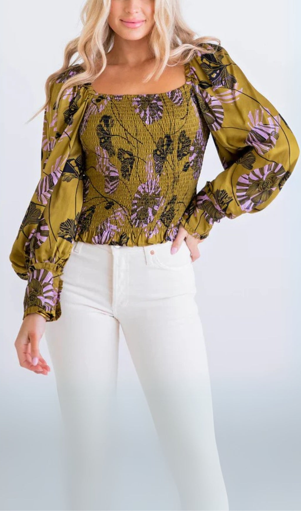 325_cc61c41d-803c-4401-aa08-c4bae479c67f FLORAL BOHO SMOCK TOP, LONG SLEEVE CASUAL WEDDING GUEST