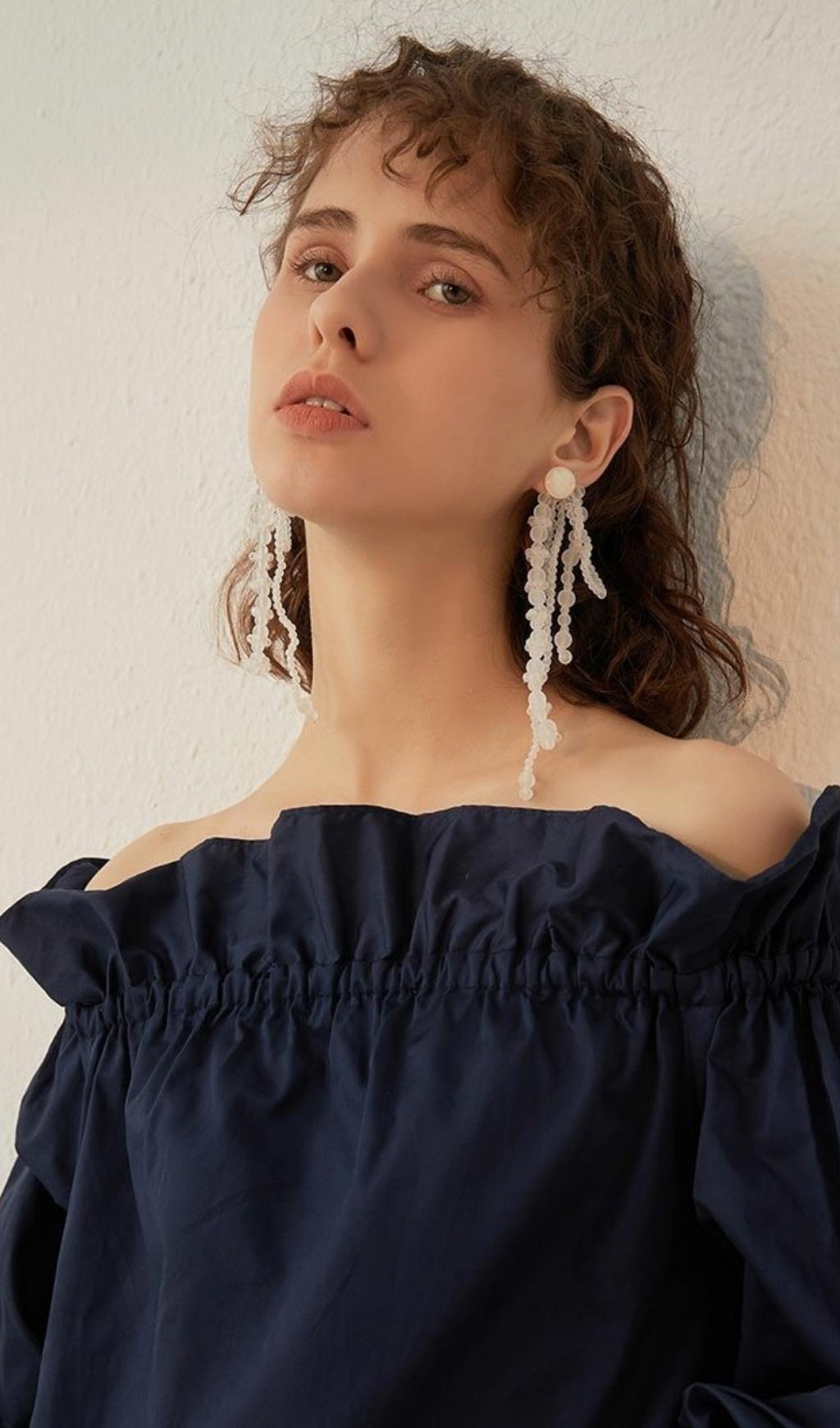 WHITE PEARL TASSEL DROP EARRINGS FOR WEDDING