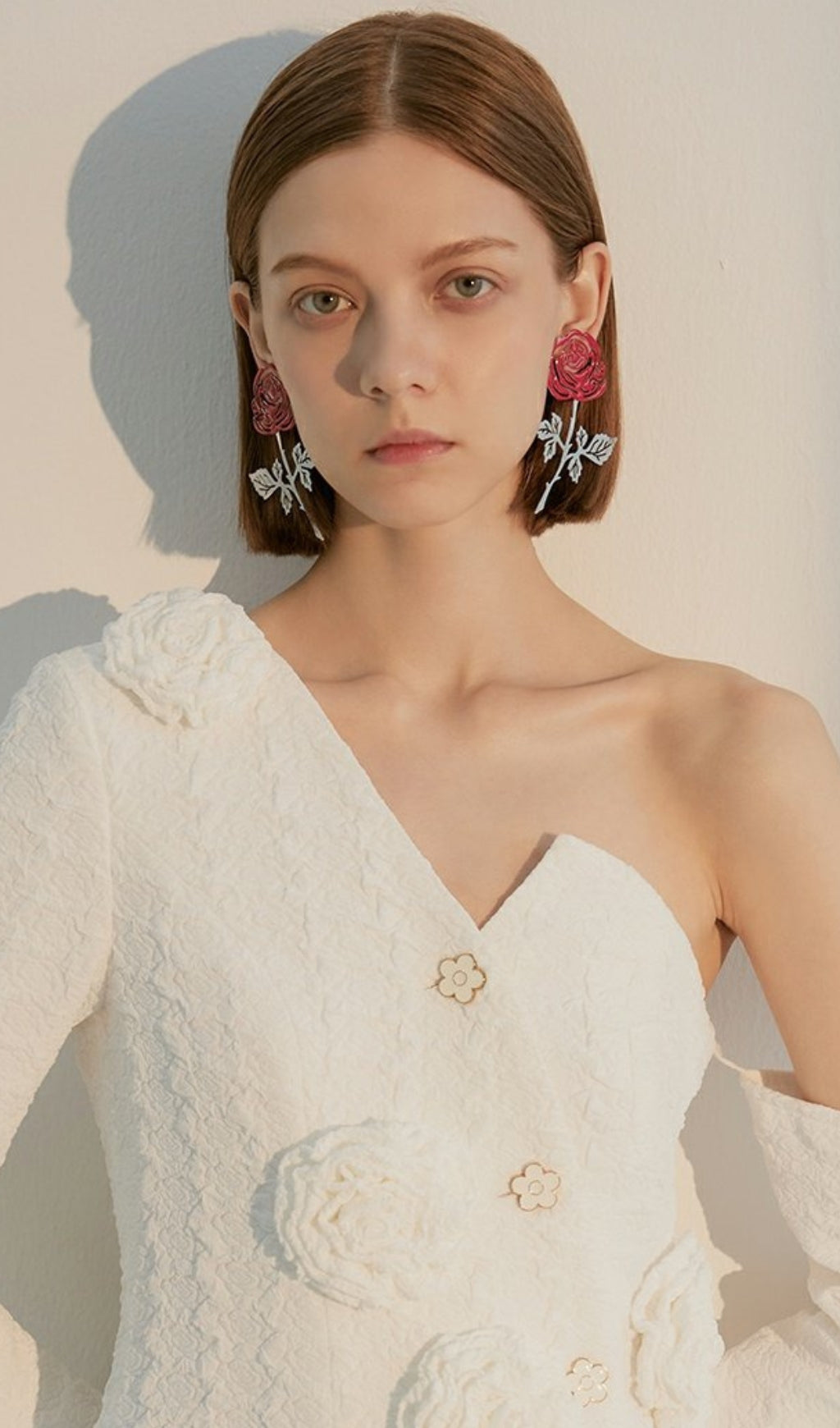 ROSE GOLD HOLLOW FLOWER EARRINGS FOR WEDDING
