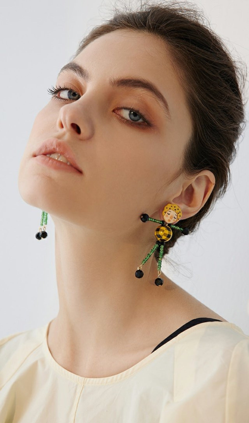 GREEN DOLL BEADED EARRINGS FOR PARTIES