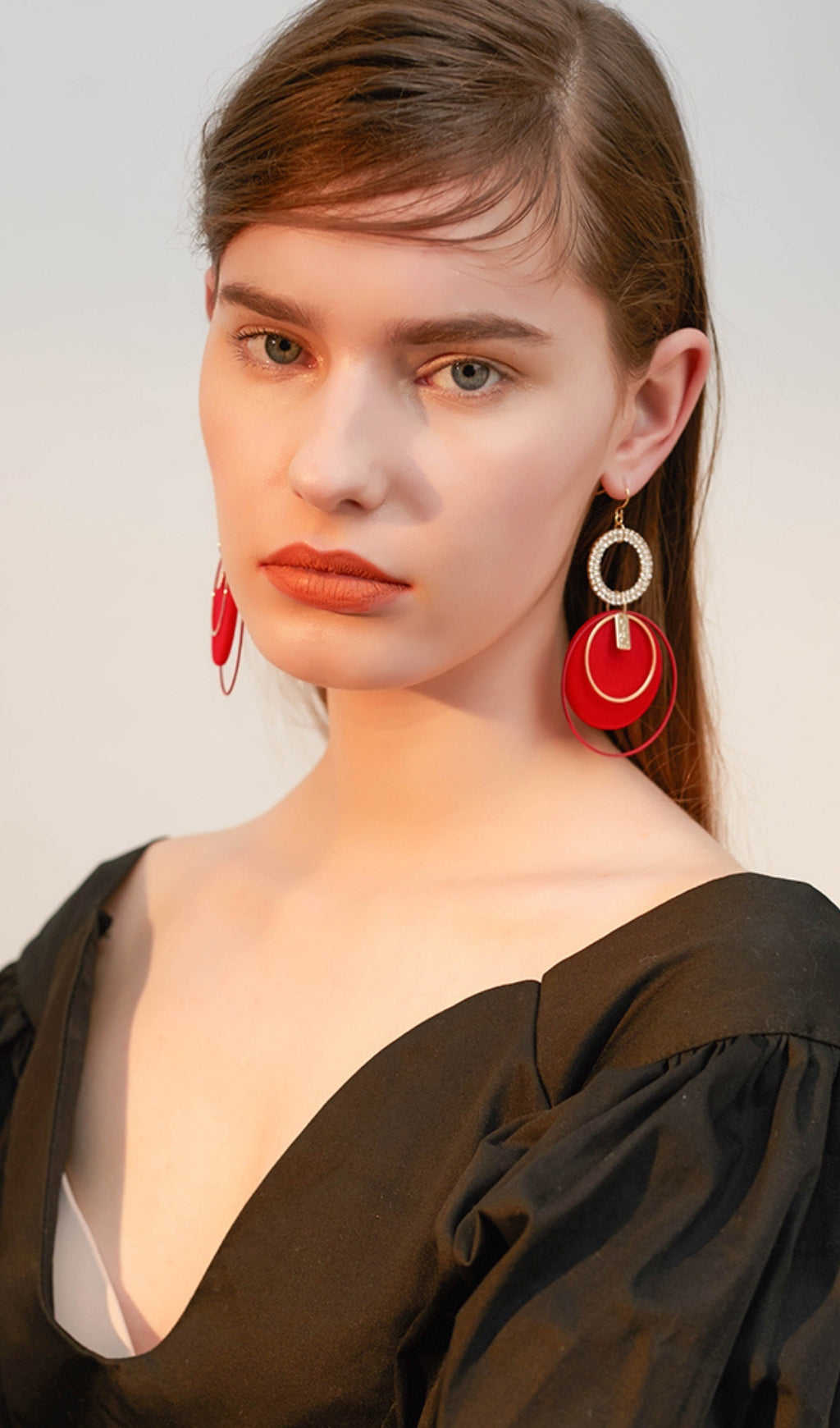 RED BOHEMIAN CIRCLE PLUSH EARRINGS FOR PARTY