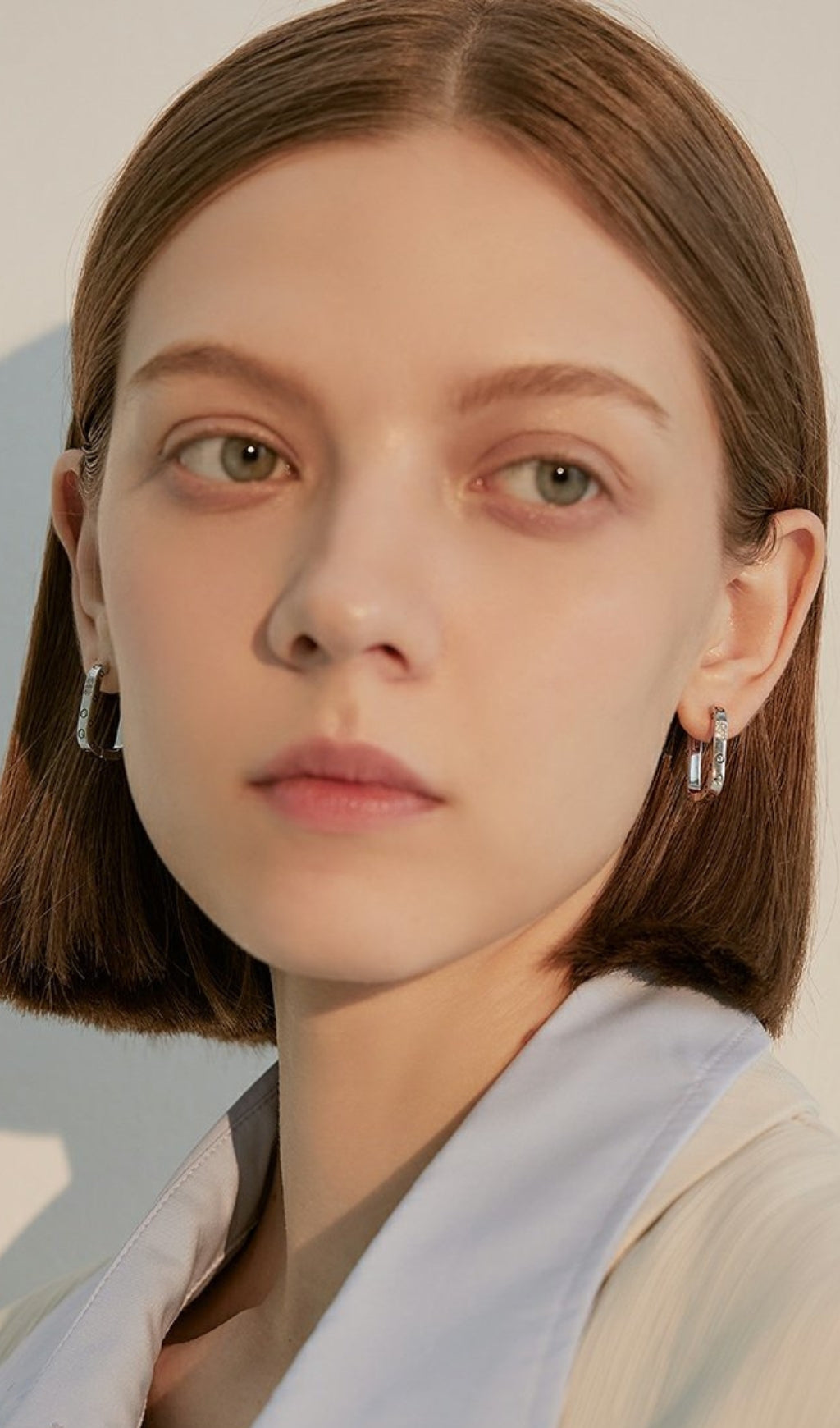 SILVER GEOMETRIC RHINESTONE DROP EARRINGS