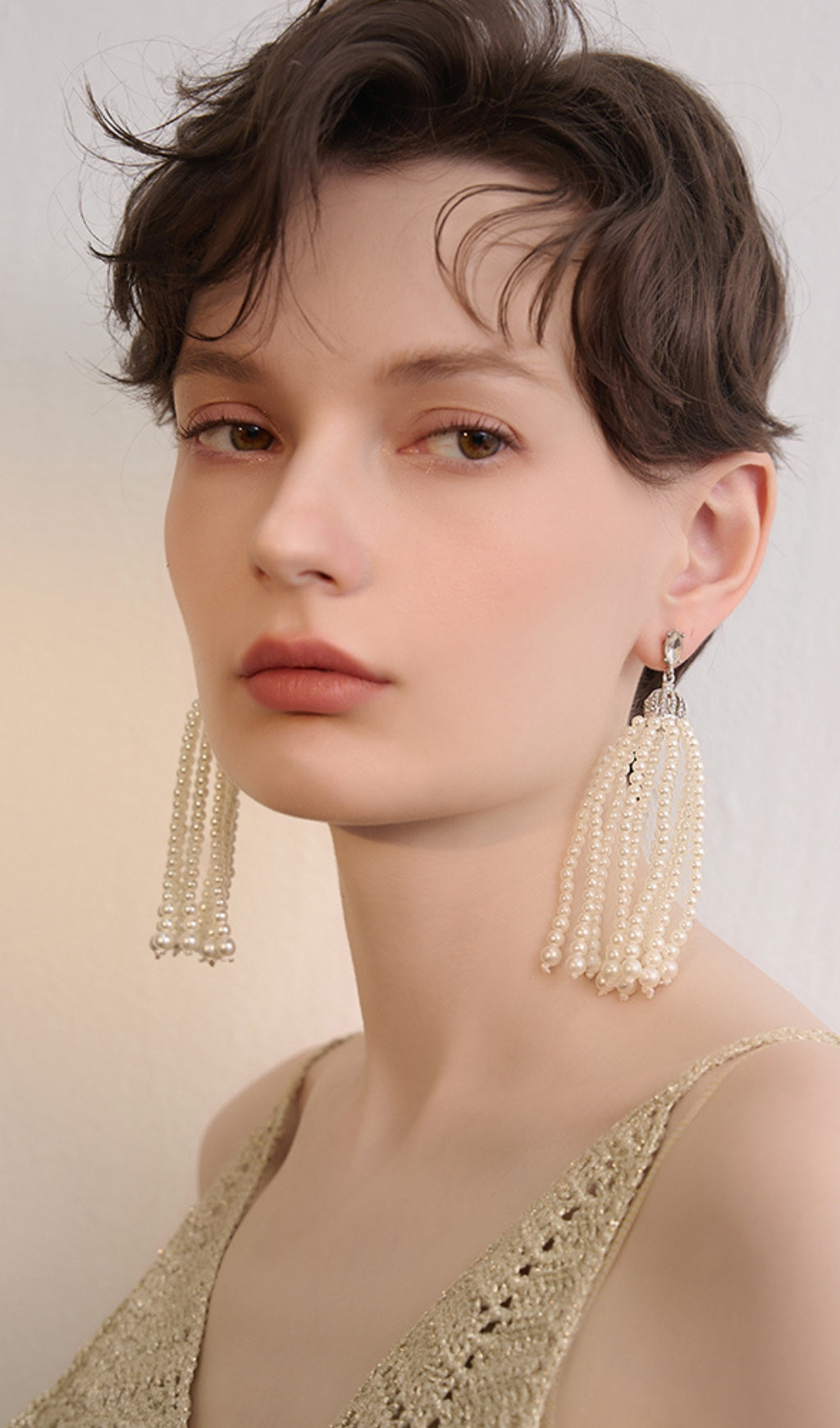 WHITE PEARL TASSEL DROP EARRINGS FOR WEDDING