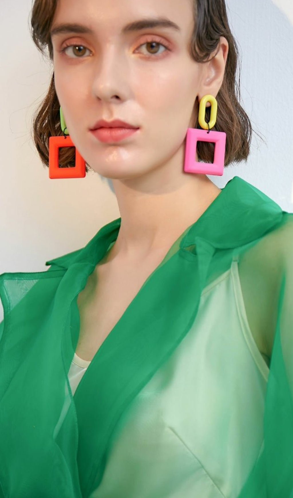 COLORFUL GEOMETRIC SQUARE PLASTIC EARRINGS FOR PARTY