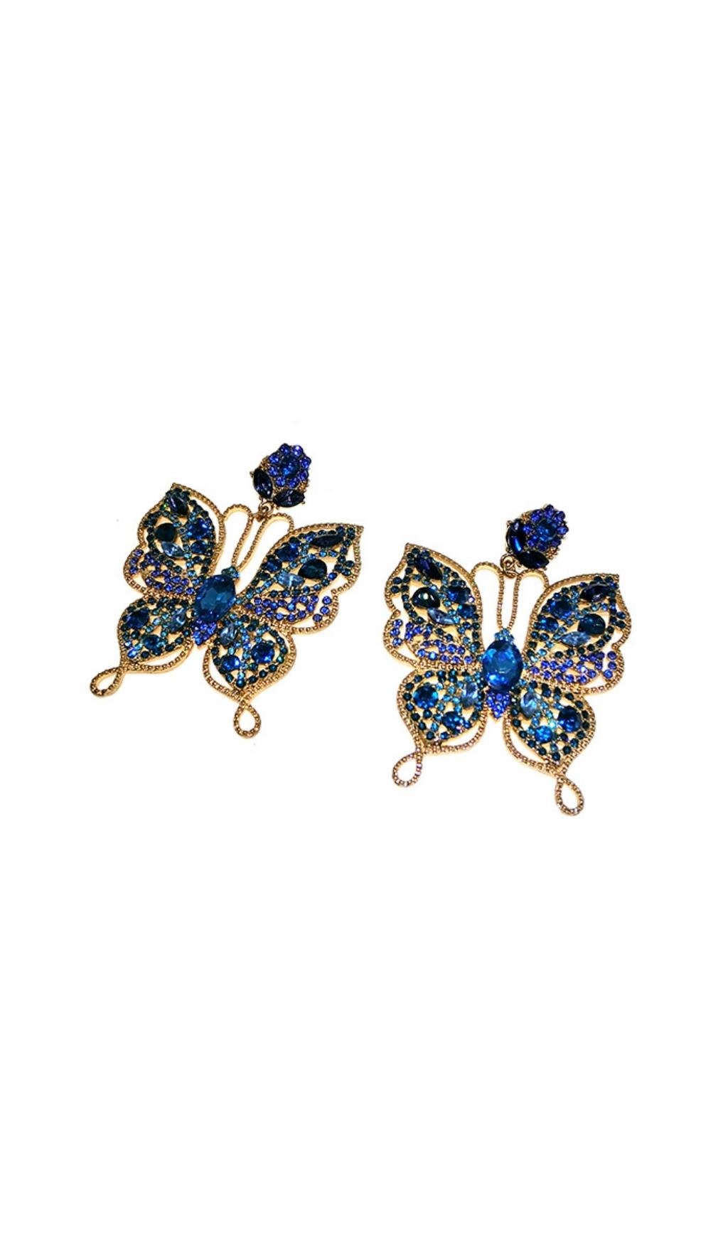 COLORFUL RHINESTONE BUTTERFLY DANGLE EARRINGS FOR PARTY