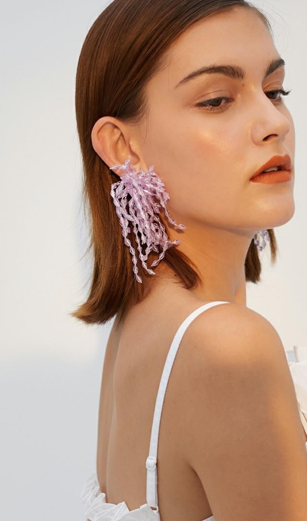 VIOLET CRYSTAL DROP EARRINGS FOR WEDDING