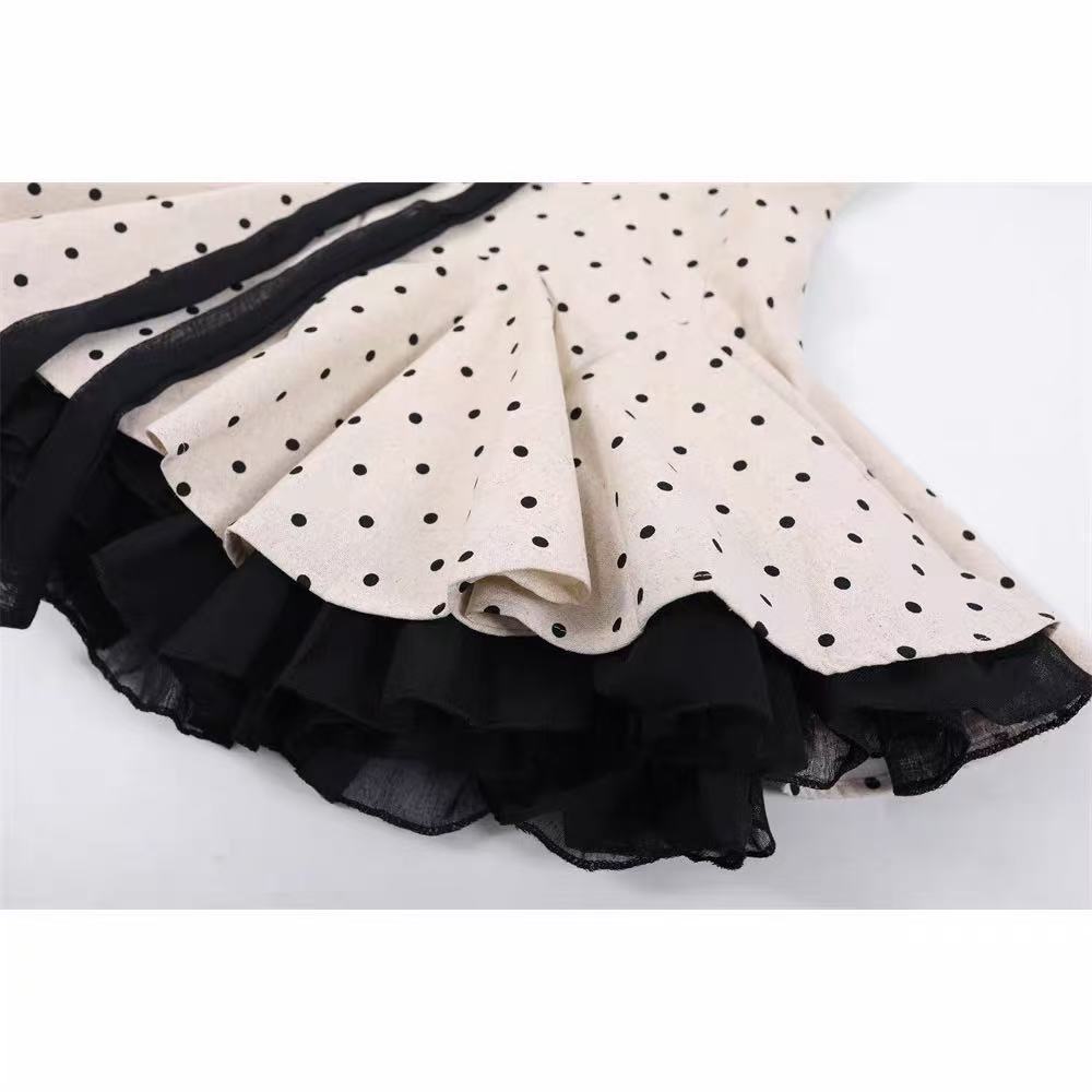 WANIA WHITE POLKA DOT MINI DRESS TIE-FRONT