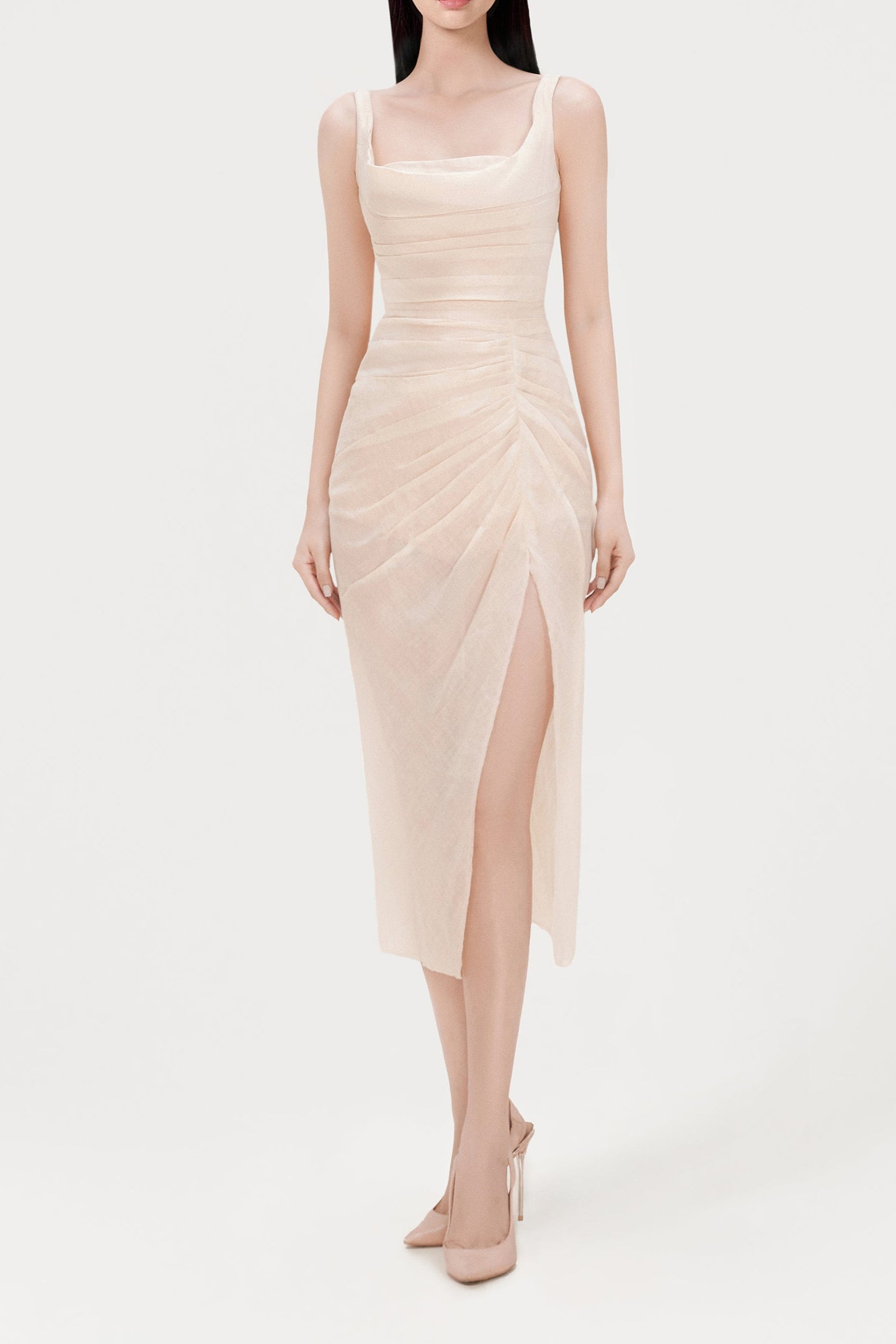 33_2a4cbeaa-d7a0-40c3-93f6-b39d6fbd1ec7 ORGANZA LINEN DRAPED DRESS FOR WEDDING GUEST