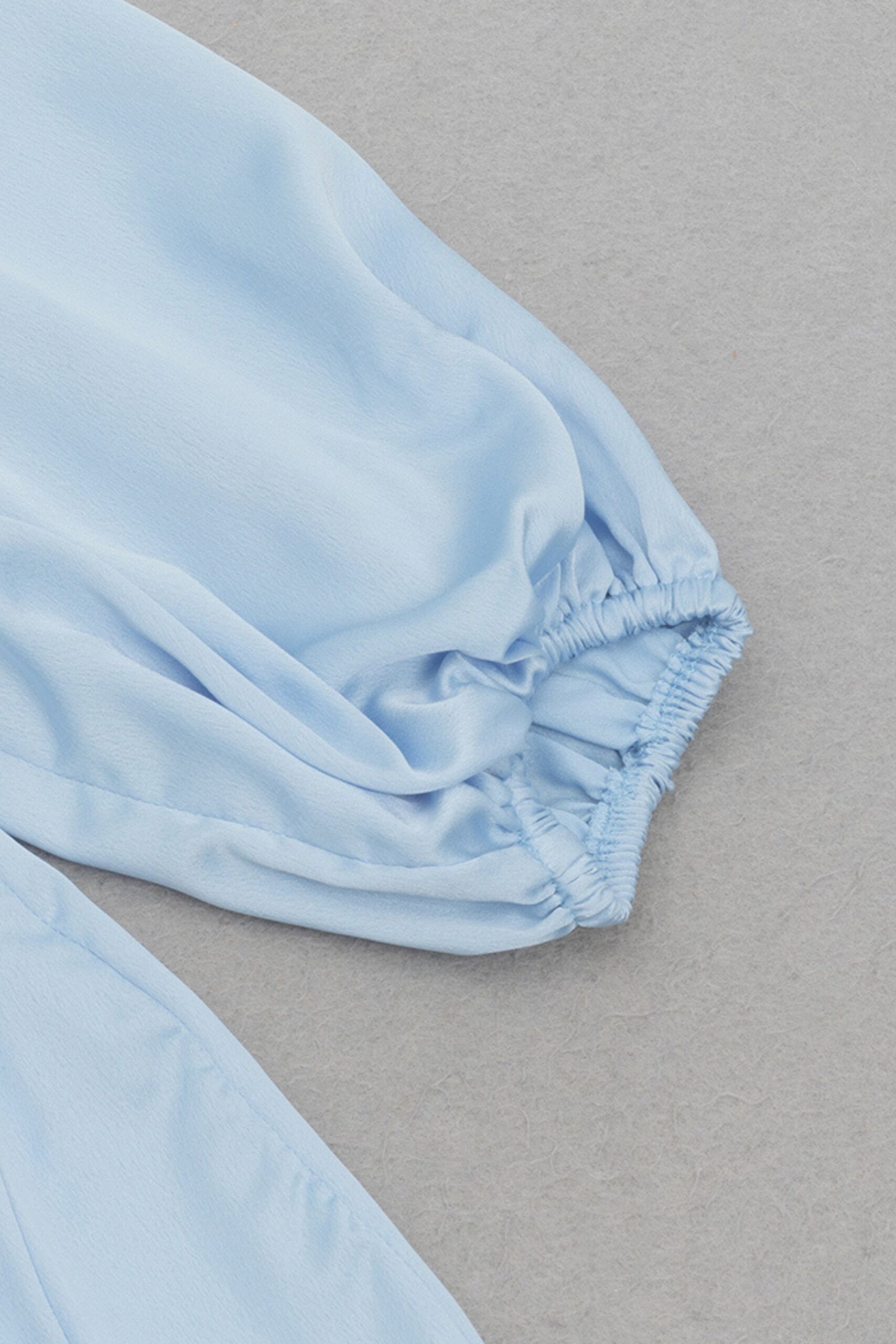 PUFF SLEEVE SPLIT MAXI DRESS BLUE