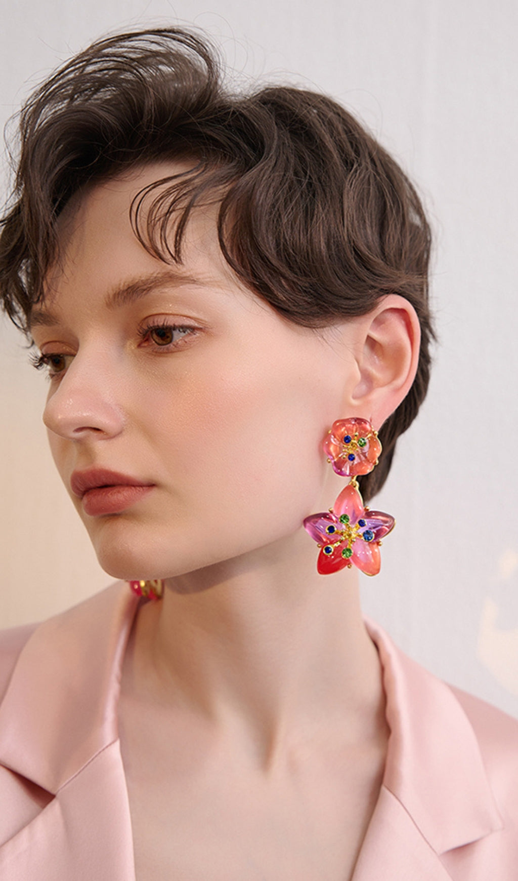 COLORFUL PETAL DROP EARRINGS FOR WEDDING