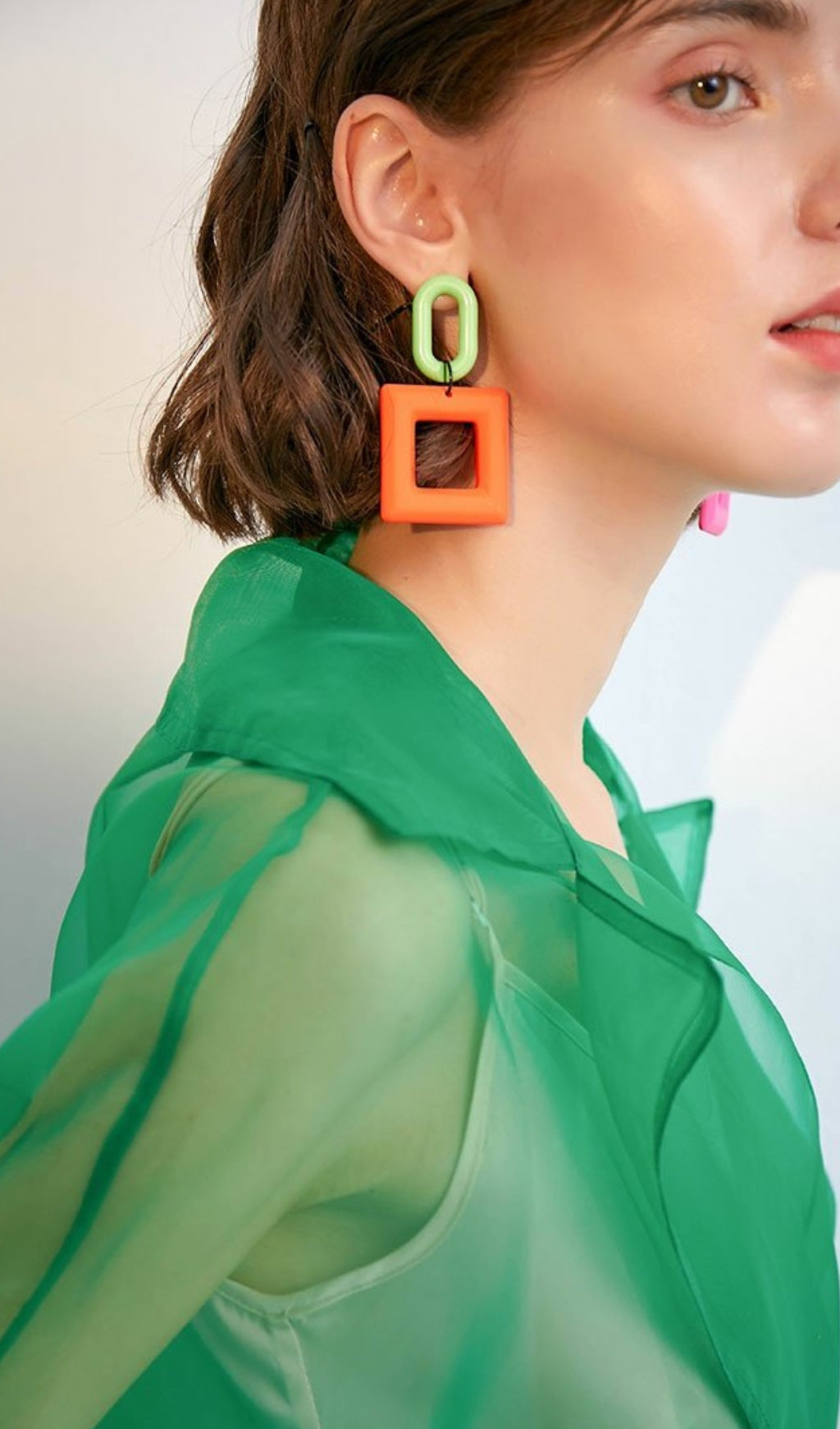 COLORFUL GEOMETRIC SQUARE PLASTIC EARRINGS FOR PARTY