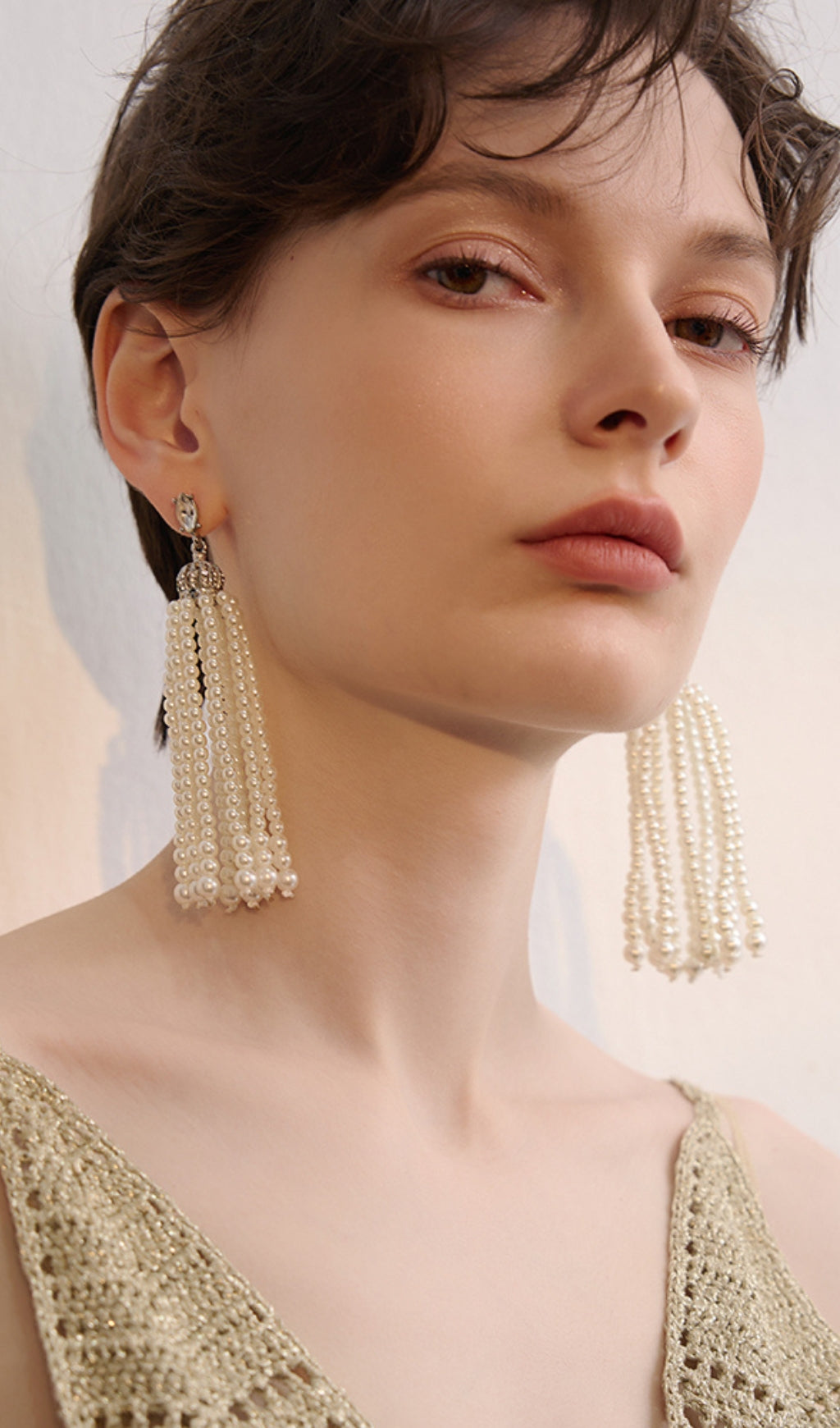 WHITE PEARL TASSEL DROP EARRINGS FOR WEDDING