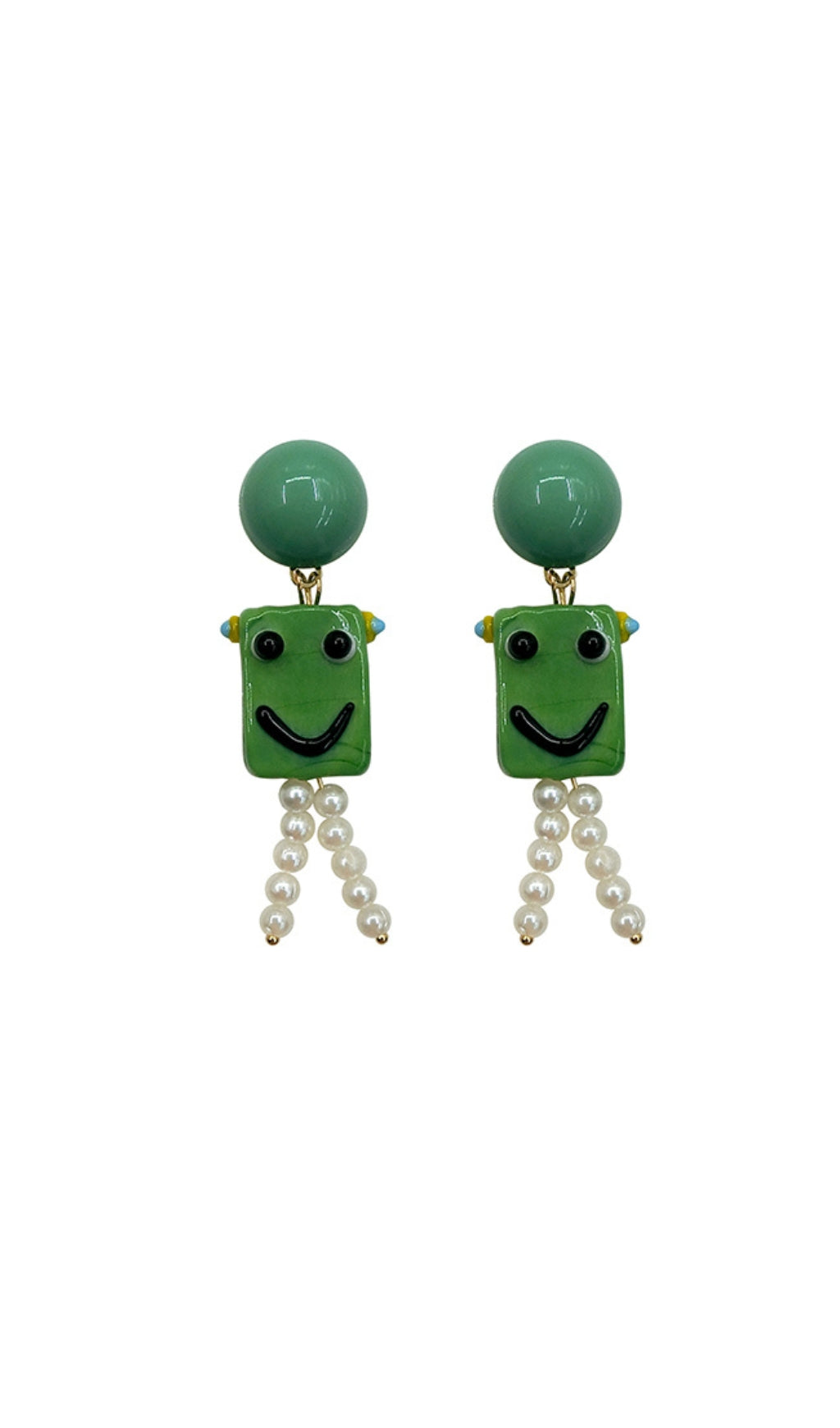 33_bfb5308c-5e38-4926-bc5f-71c63ab79460 GREEN SMILEY PEARL DROP HOOP EARRINGS FOR PARTY