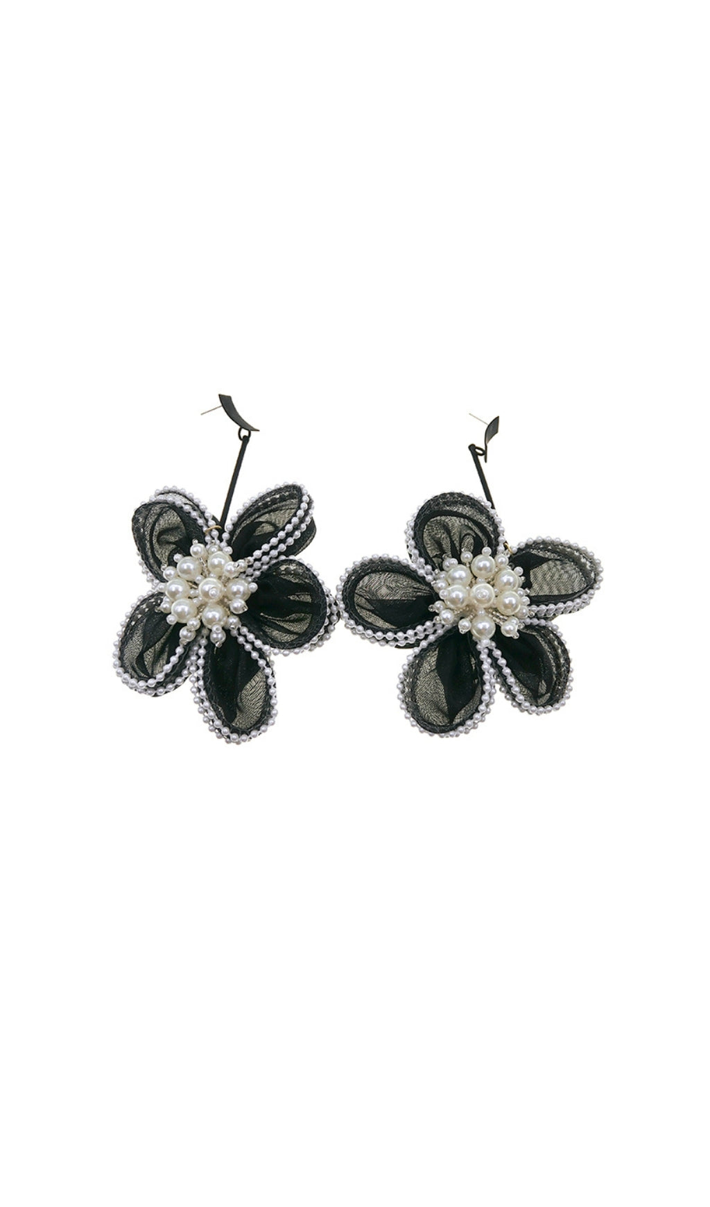 33_c18a5a12-6401-4be1-bd96-d38ba9a1cb62 BLACK LACE FLOWER PEARL DROP EARRINGS