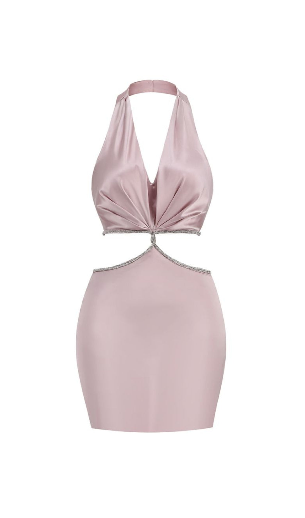 SATIN CROSSOVER CUTOUT MINI DRESS PINK