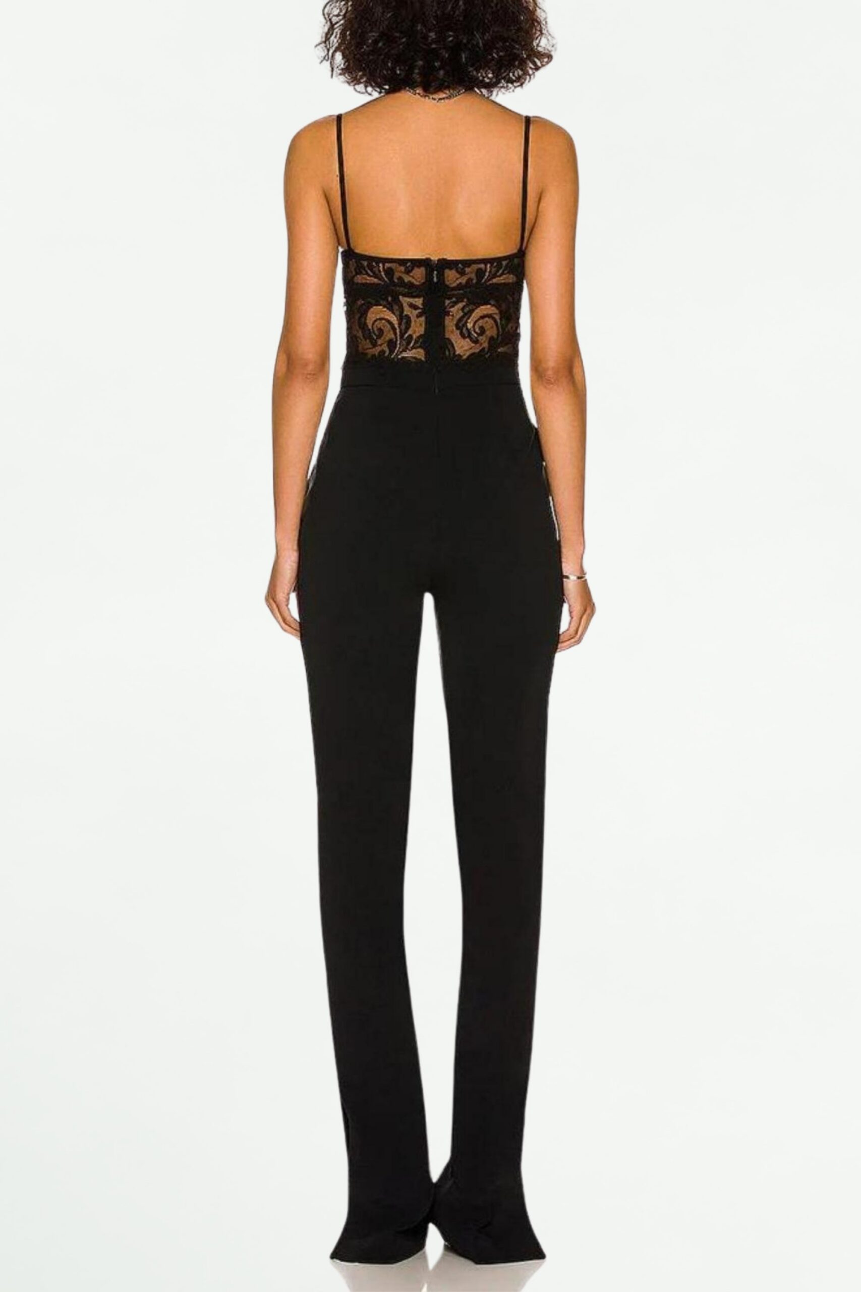 BLACK LACE BANDAGE BODYCON JUMPSUIT FOR PARTY