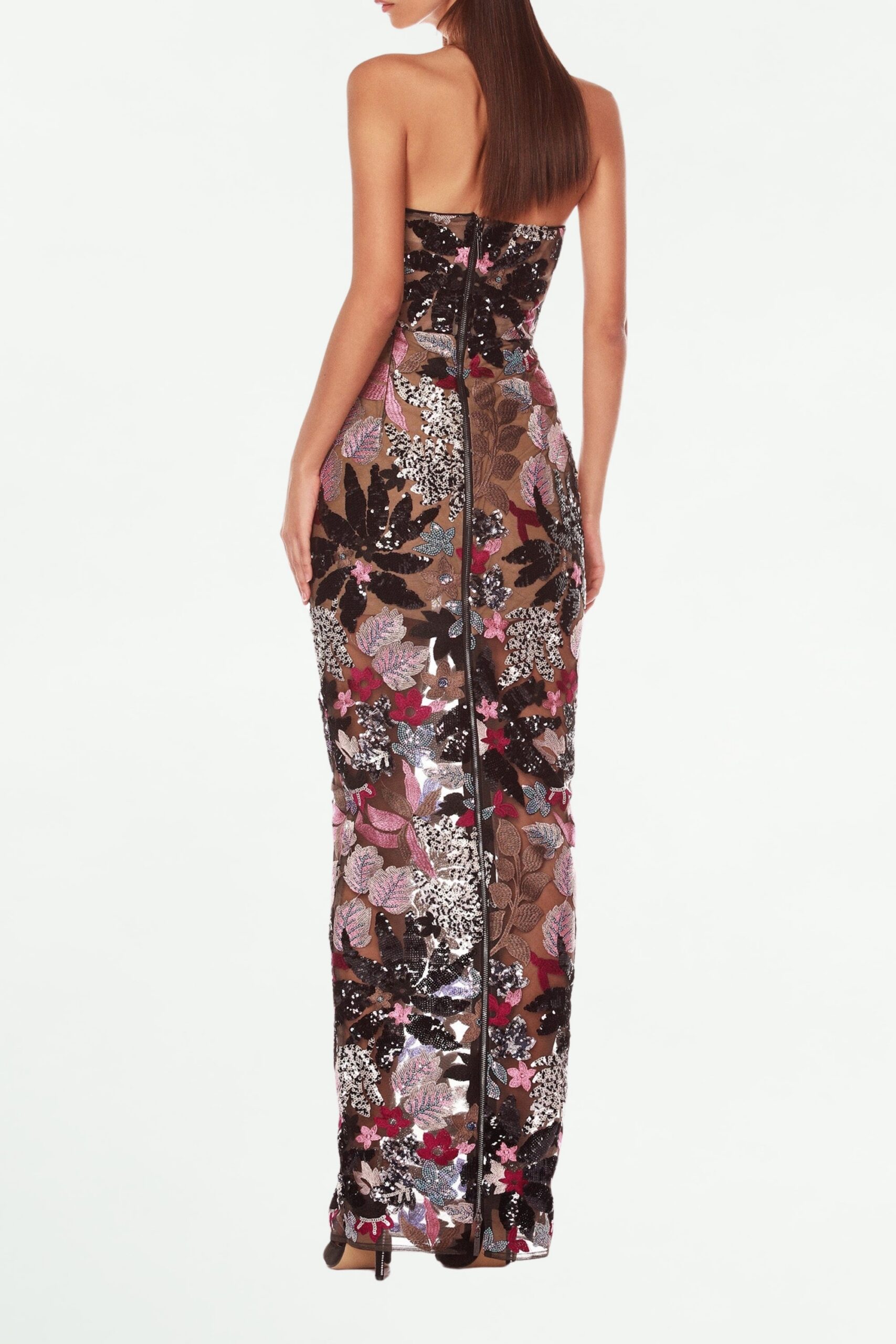 DAISY DAHLIA EMBROIDERED STRAPLESS MAXI DRESS